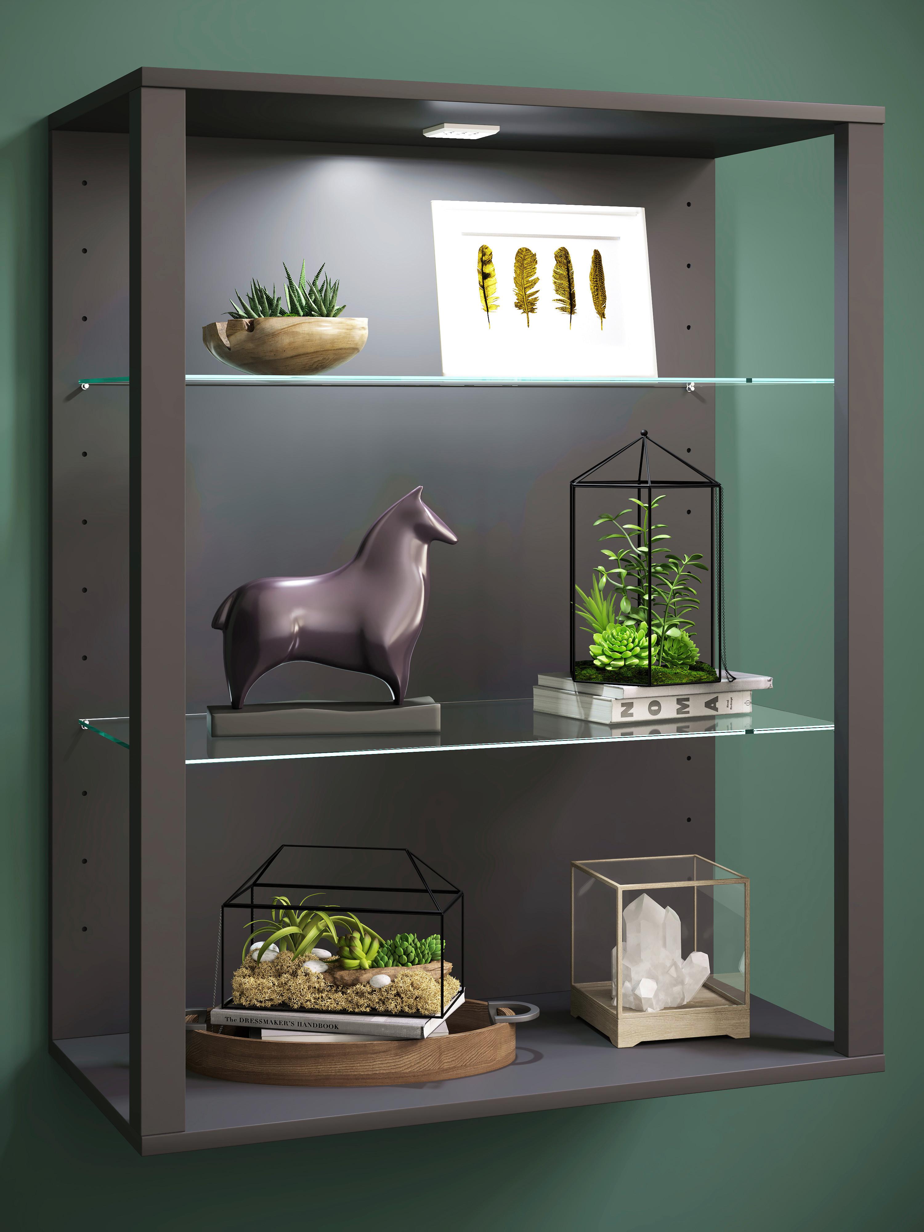 HÄNGEVITRINE GLASOL LW - Anthrazit, Design, Glas/Holzwerkstoff (70/90/35cm) - MID.YOU