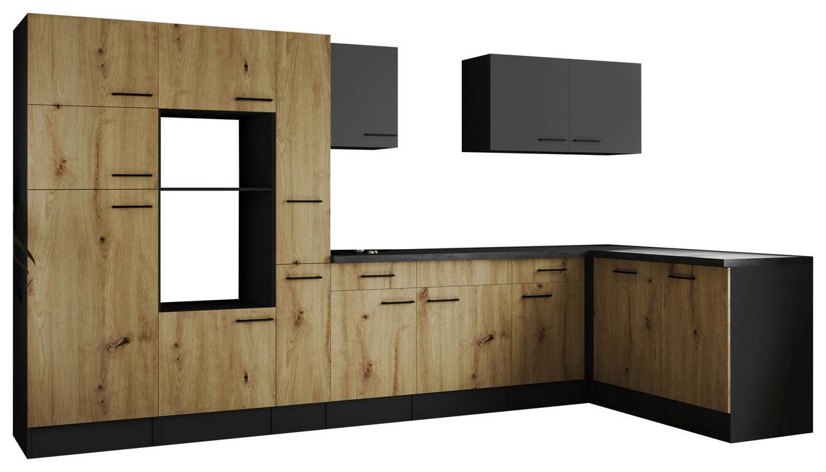 Kotna Kuhinja Brez Aparatov Oliver, 370x172cm - siva/črna, Design, kovina/leseni material (370/172cm) - Respekta