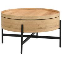 Klubska Miza Malabo, Barve Hrasta, Ø 80cm - črna/barve hrasta, Moderno, leseni material (80/45/80cm)