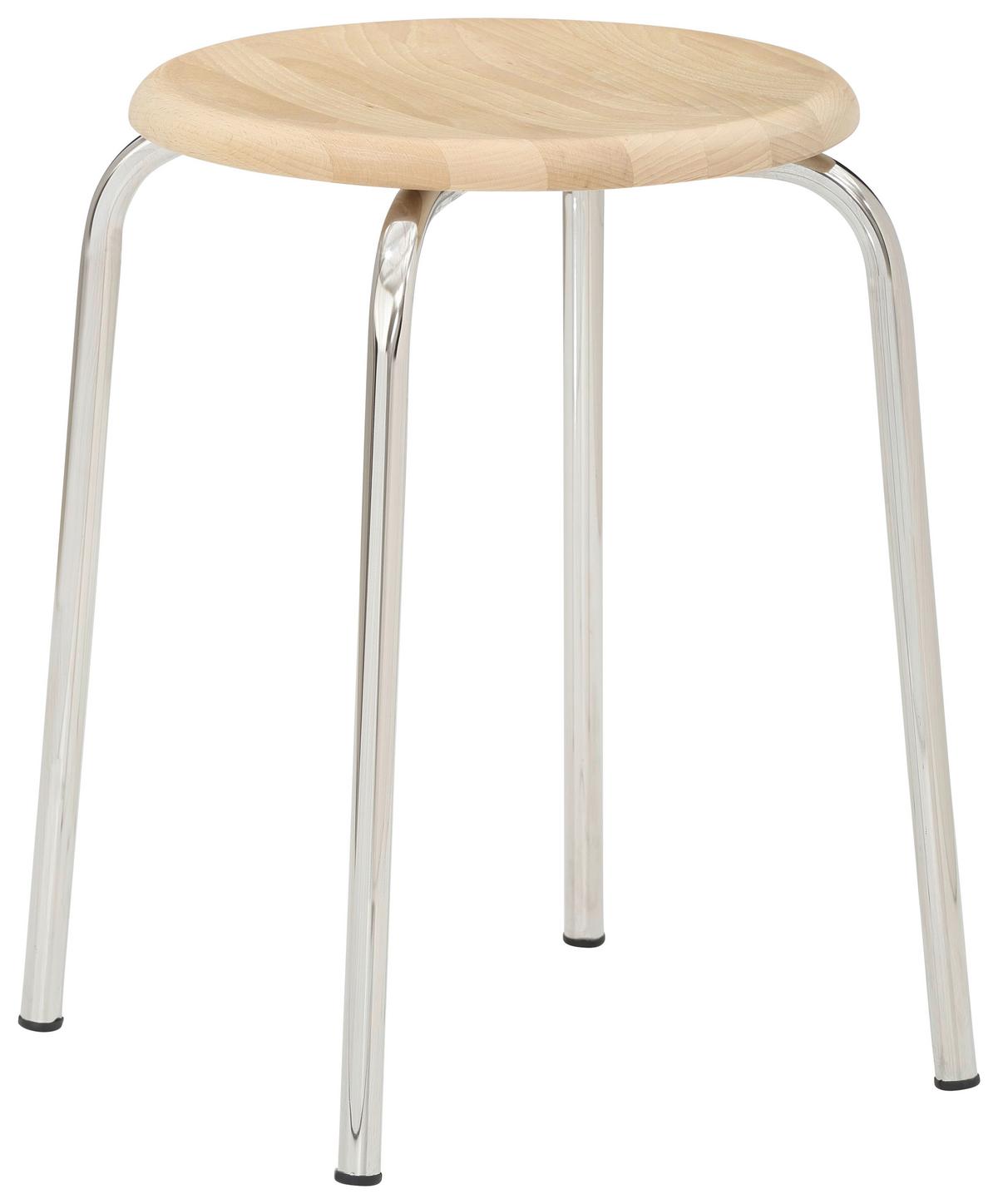 Bürohocker My Lupo ca. 48x48 cm Buche - Chromfarben/Buchefarben, Basics, Holz/Metall (48/48/48cm) - MID.YOU