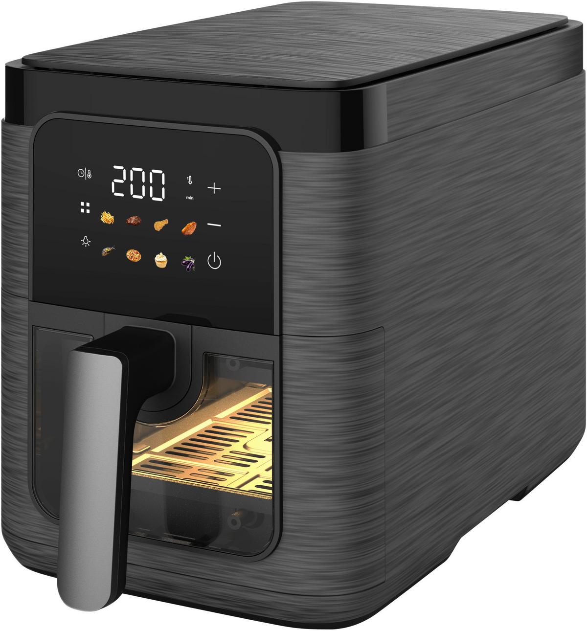 Heißluftfritteuse Schwarz max. 1500 Watt - Schwarz, Trend, Glas/Kunststoff (22,7/45/28,3cm)