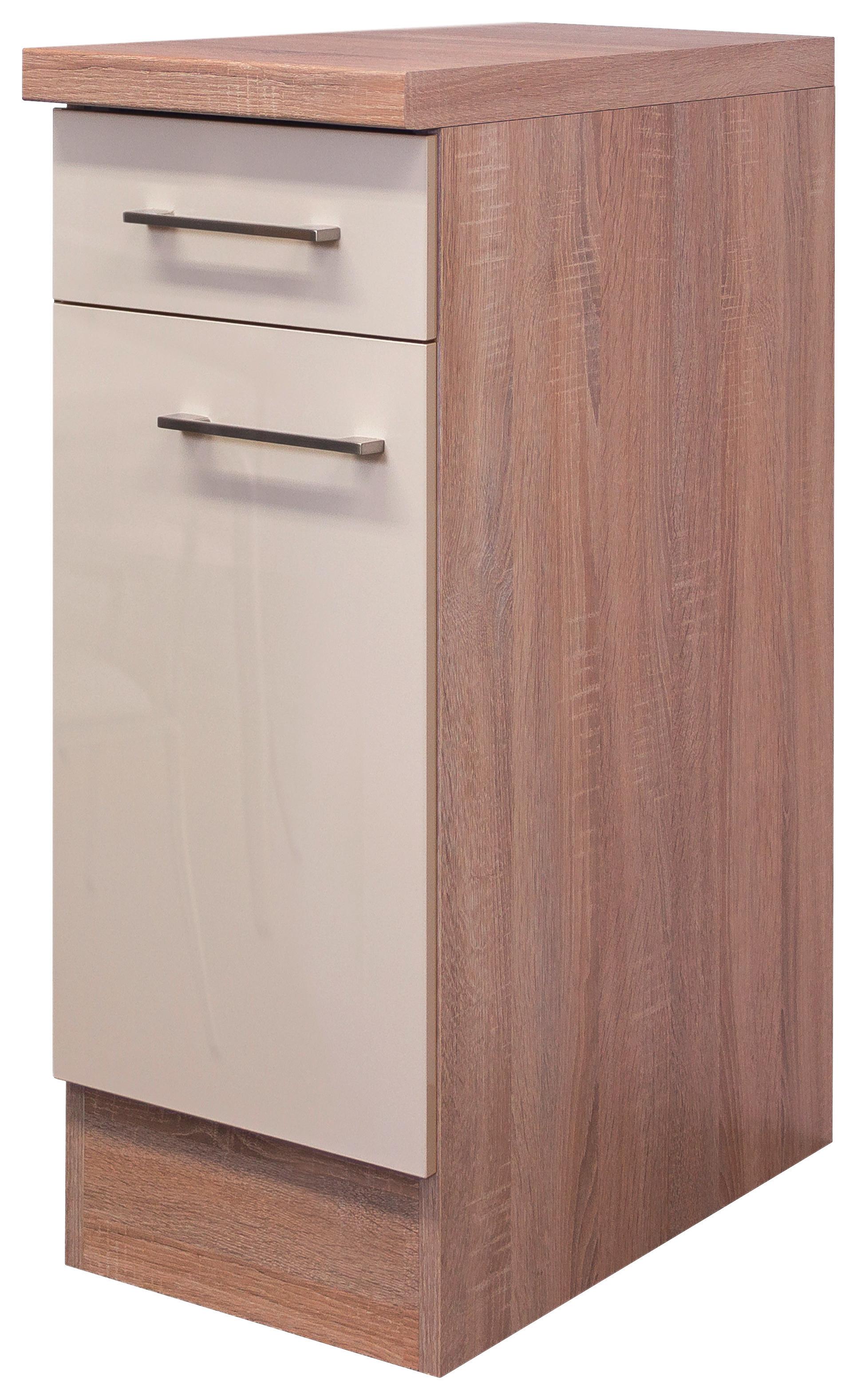 Küchenunterschrank "Nepal" , Kaschmir - Kaschmir/Edelstahlfarben, MODERN, Holzwerkstoff/Metall (30/86/60cm) - FlexWell