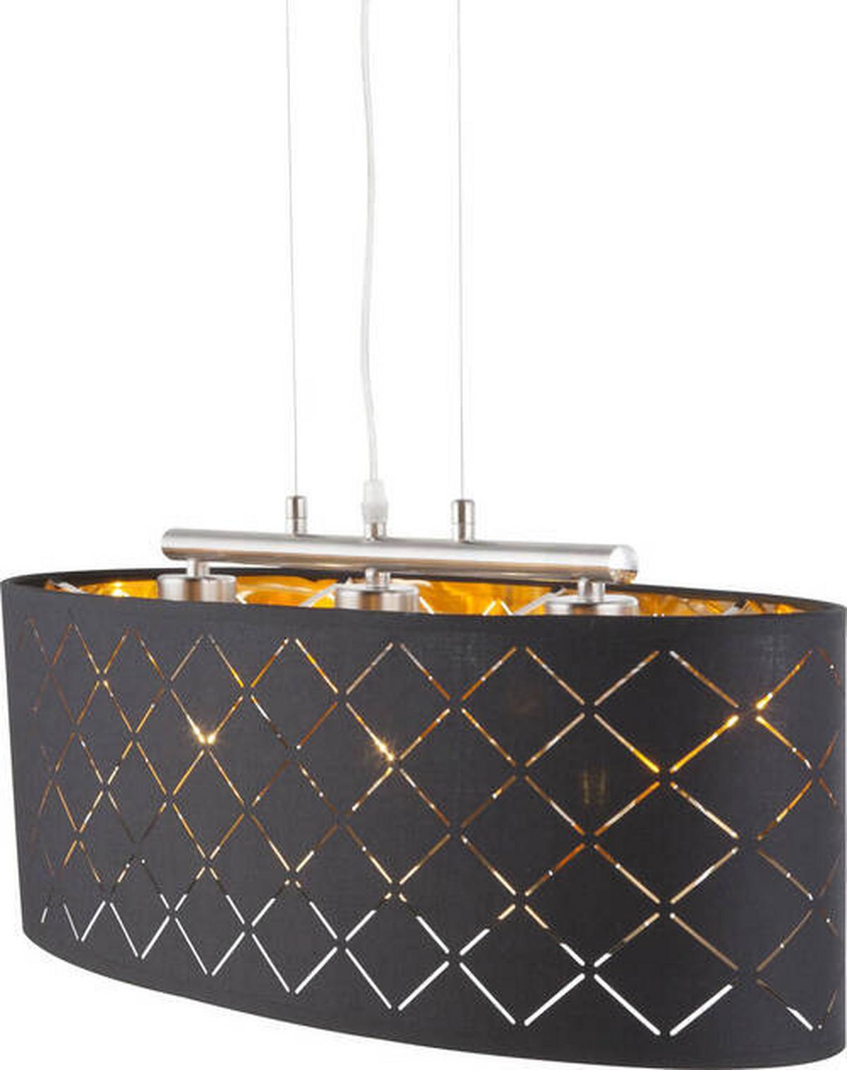 Hängeleuchte Clarke Goldfarben/Schwarz max. 7 Watt - Goldfarben/Schwarz, Basics, Textil/Metall (65/25/140cm) - Globo