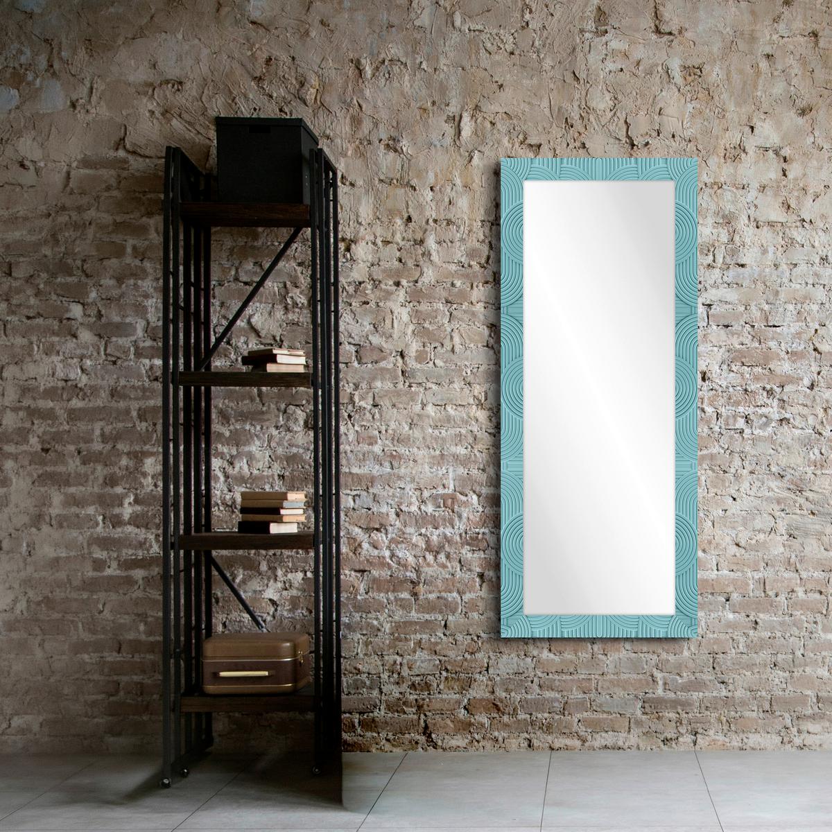 Oglindă Lines - albastru/gri, Modern, sticlă/material pe bază de lemn (71/172/3cm) - Premium Living