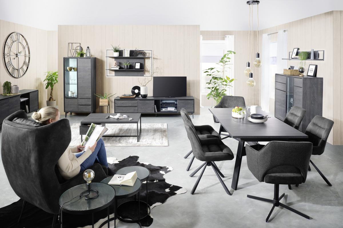 Wandpaneel in Anthrazit - Anthrazit, Modern, Holzwerkstoff (129/75/25cm) - Premium Living