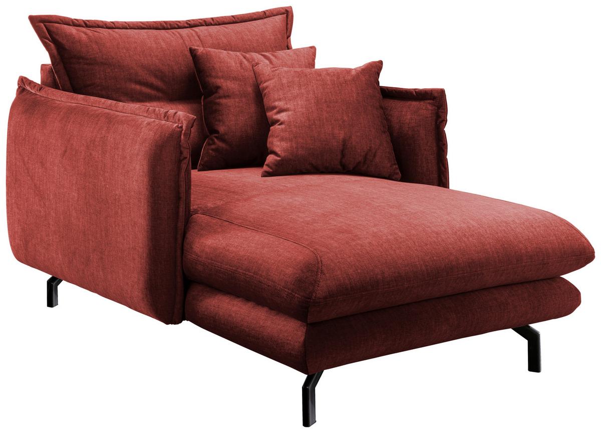 Relaxsessel Lava Koralle Velours - Koralle/Schwarz, MODERN, Textil/Metall (111/101/167cm) - Livetastic