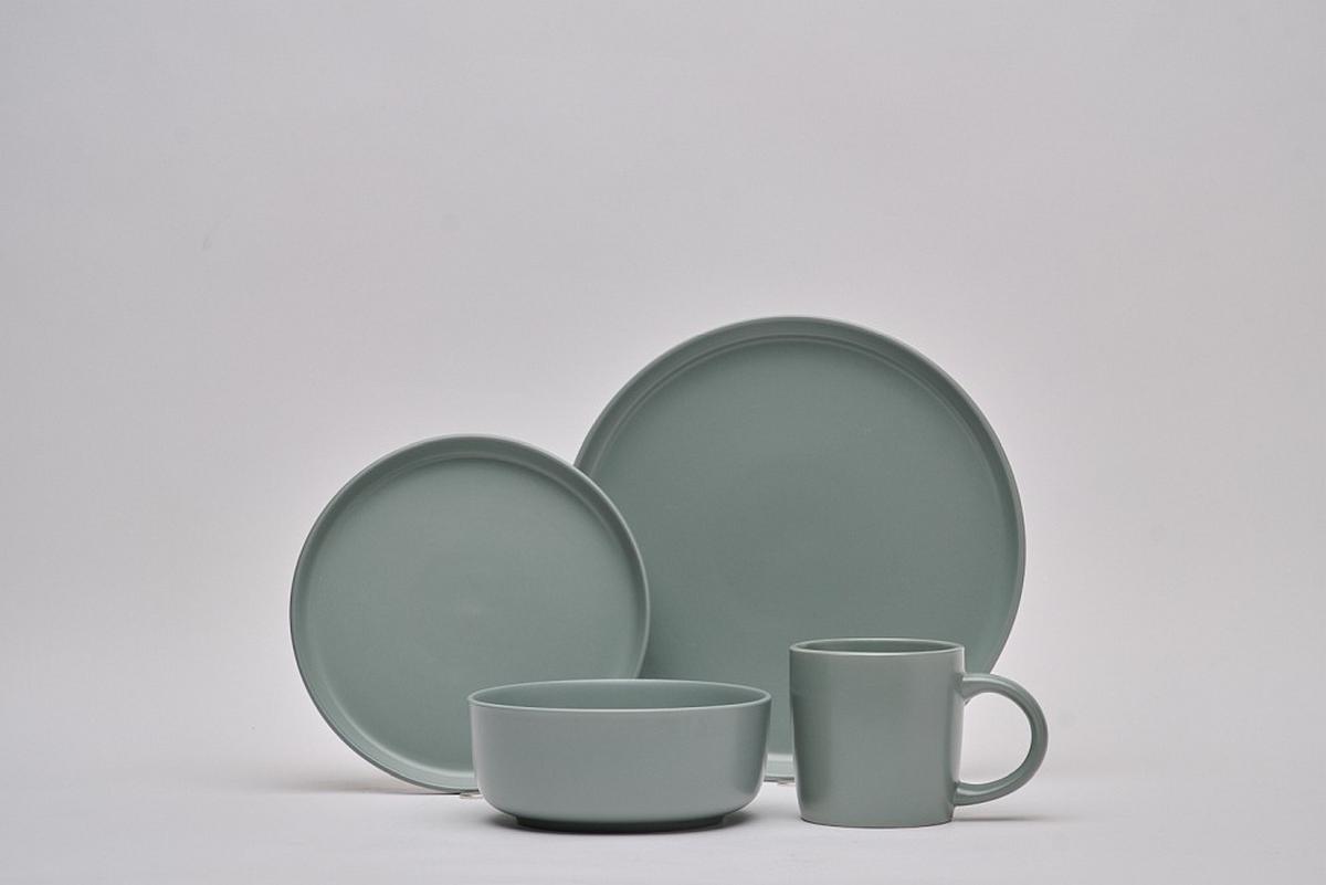 SERWIS OBIADOWO-ŚNIADANIOWY 21010 - zielony, Trend, ceramika - Novel