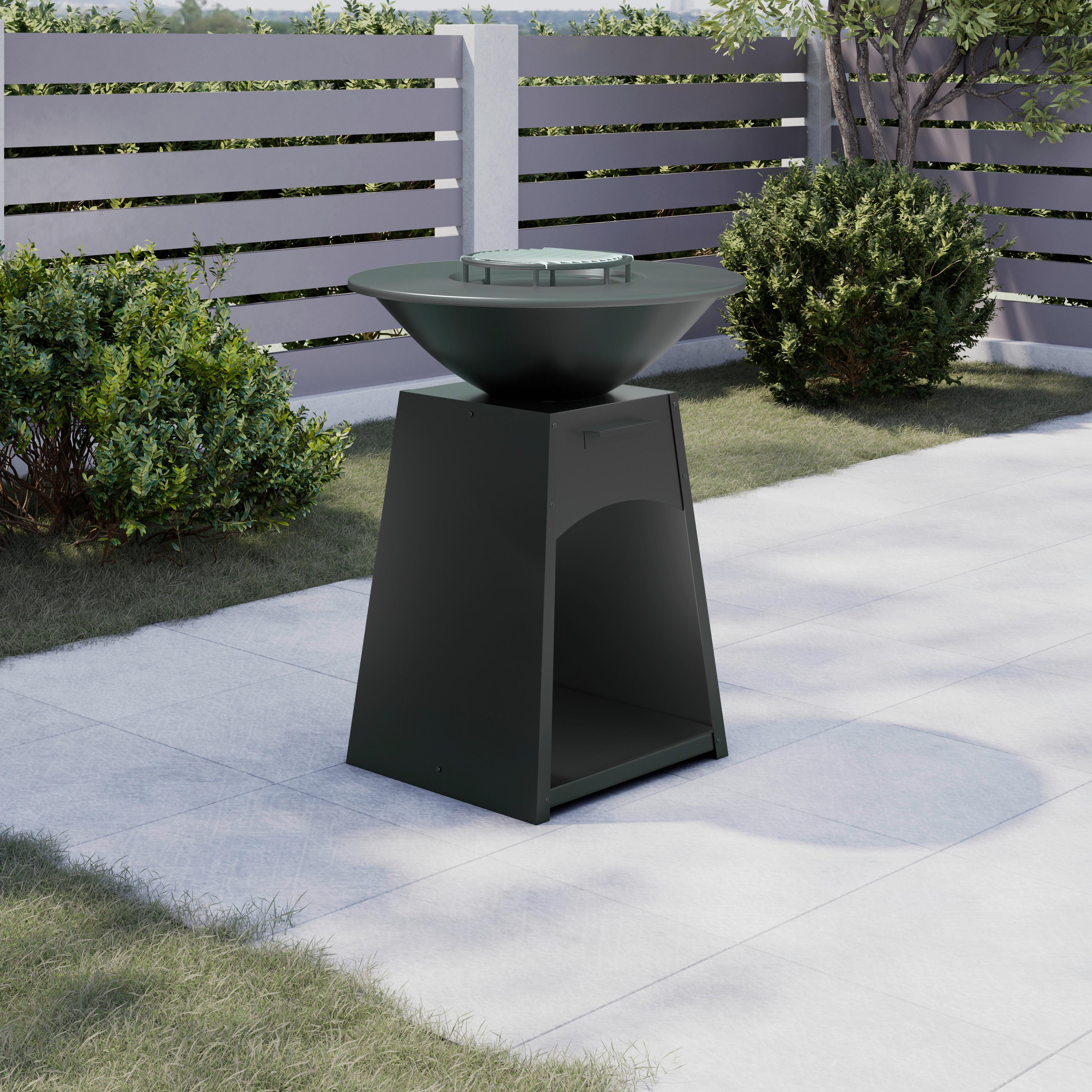 Holzkohlegrill Säule 1 Schwarz - Schwarz, MODERN, Metall (67/67/85cm) - Mömax