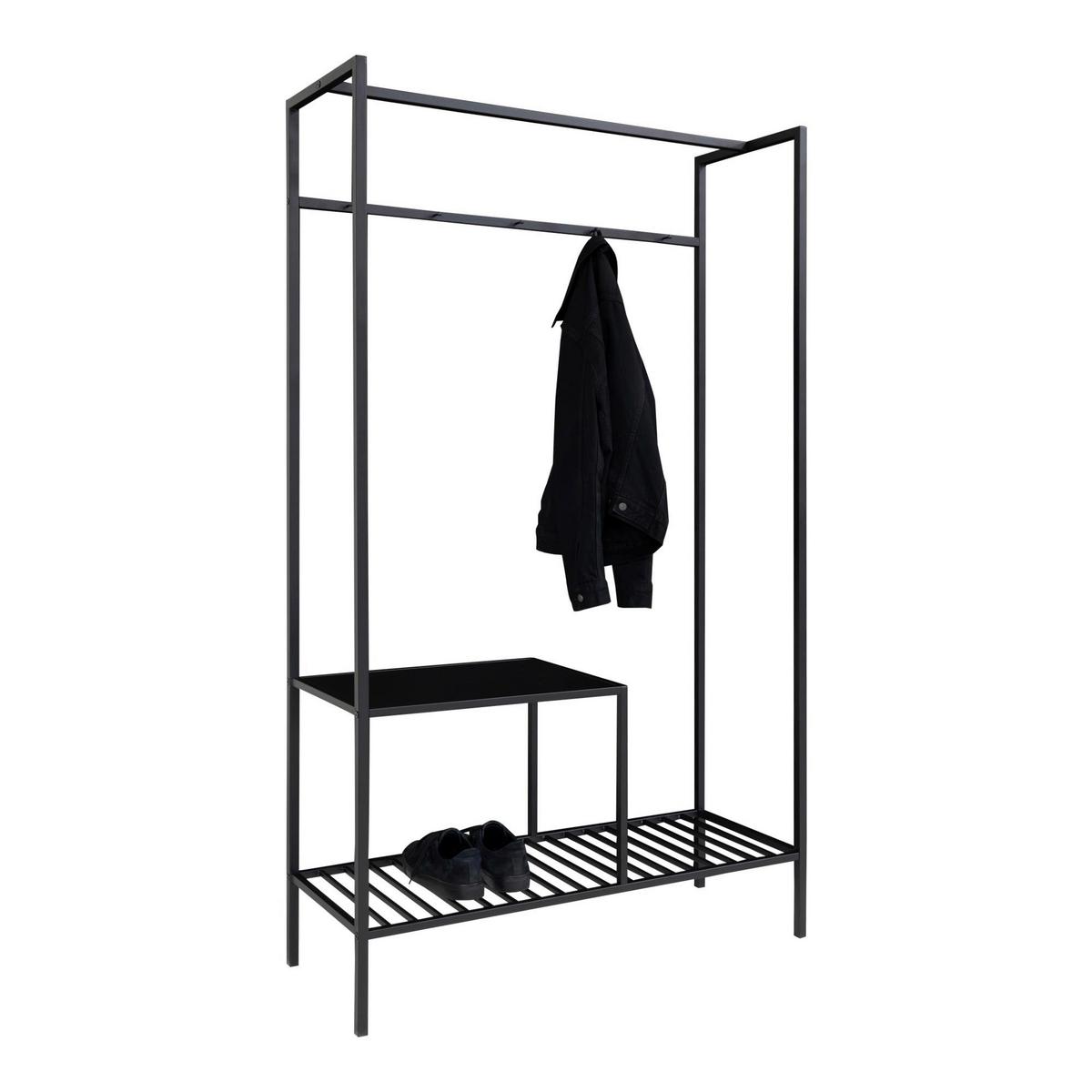 Garderobe Vita Schwarz - Schwarz, Basics, Holzwerkstoff/Metall (101/170/38cm) - MID.YOU