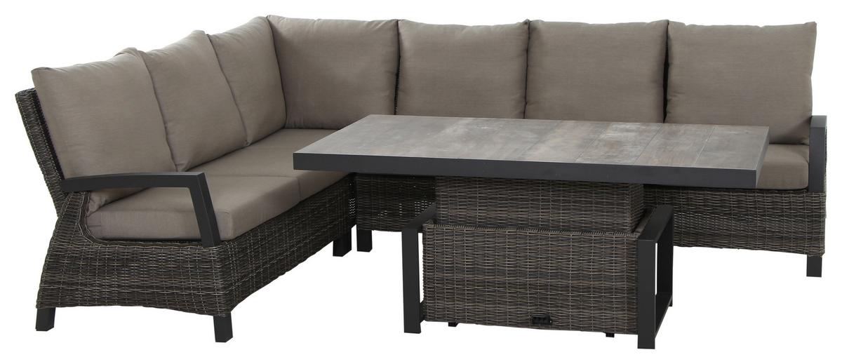 Loungegarnitur Corido Grau - Grau, Basics, Keramik/Kunststoff (83/103/160cm) - Siena Garden