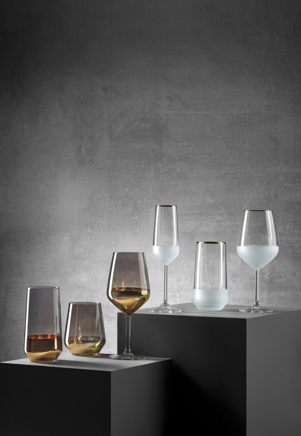 Trinkglas Glamour in Schwarz/Goldfarben ca.425ml - Goldfarben/Schwarz, Romantik / Landhaus, Glas (6,8/11cm) - Premium Living