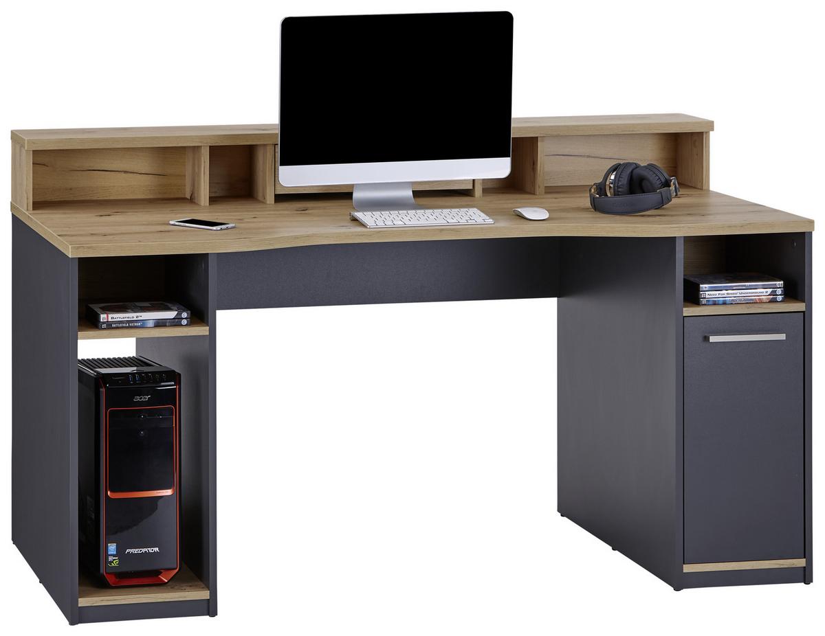Računalniška Miza Speed, Antracit, Hrast - barve hrasta/antracit, Moderno, kovina/leseni material (160,2/91,9/70cm)