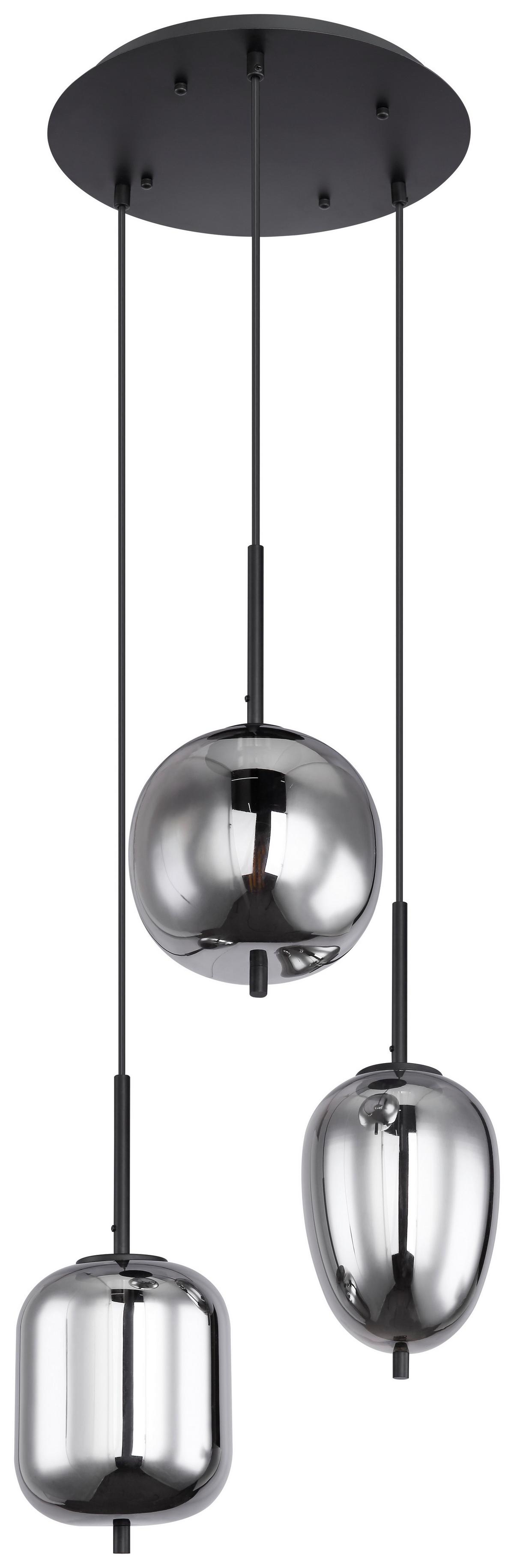 Svjetiljka Viseća 15345-3 Blacky - crna, Design, staklo/metal (46/120cm) - Globo