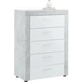 Kommode Weiß/Betonoptik - Hellgrau/Weiß, MODERN, Holzwerkstoff/Kunststoff (74/105/40cm) - Mömax modern living