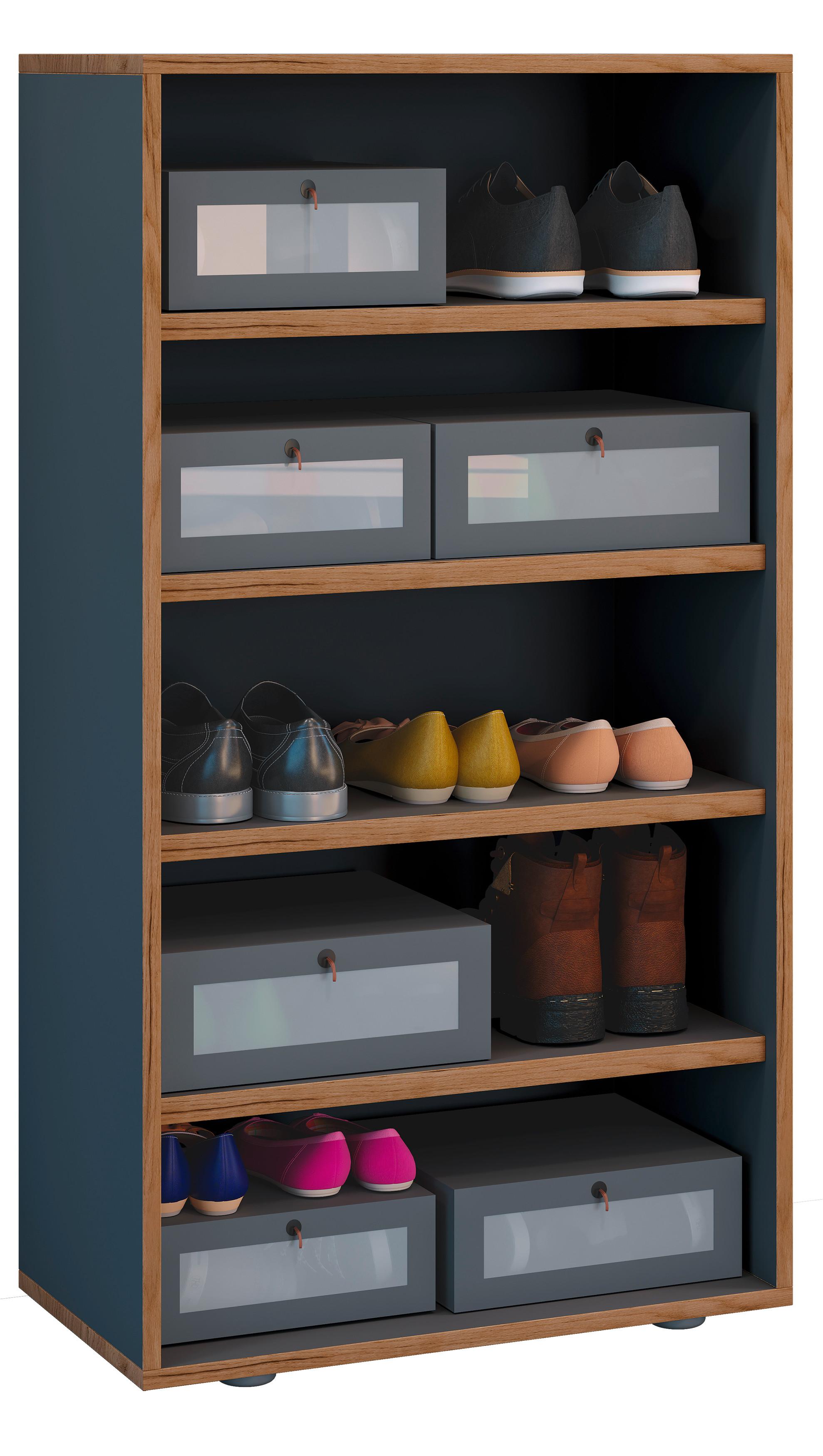 SCHUHREGAL SALIA - Honigeiche/Anthrazit, Design, Holzwerkstoff/Kunststoff (60/110/33cm) - MID.YOU