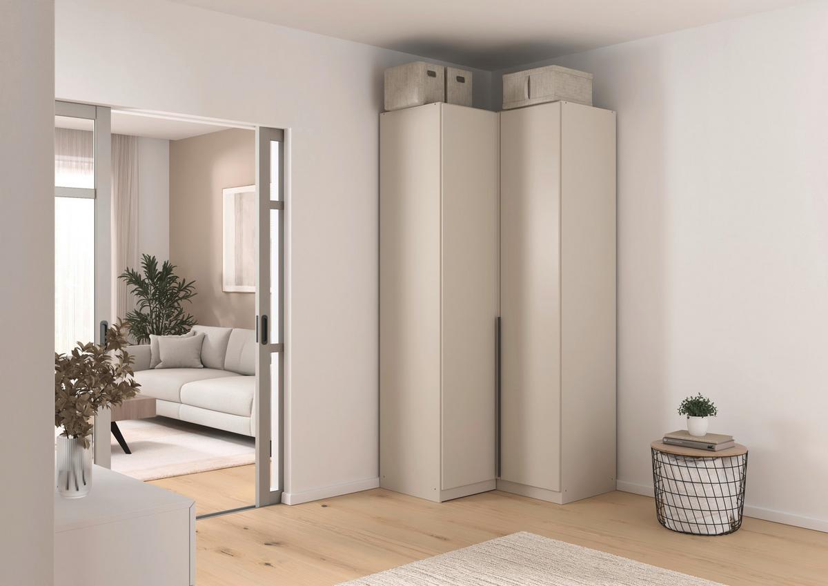 Eckkleiderschrank Alabama Champagner - Champagner/Grau, MODERN, Holzwerkstoff (100/229/102cm) - Rauch Möbel