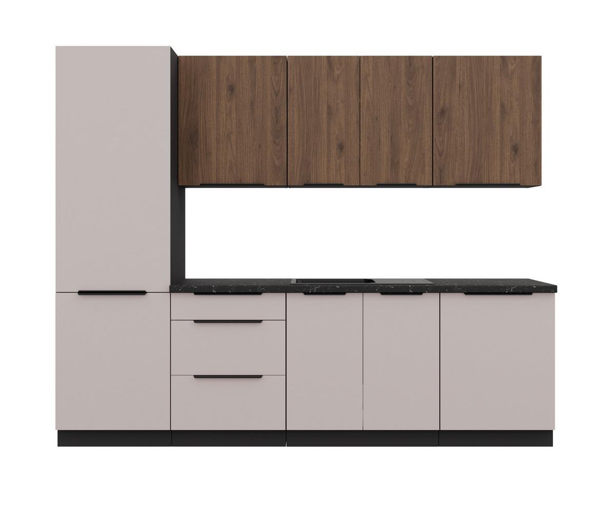 Blok Kuhinja Arona/monza - kašmir/boja orahovog drveta, Moderno, metal/pločasti materijal (260/210/60cm) - Modern Living