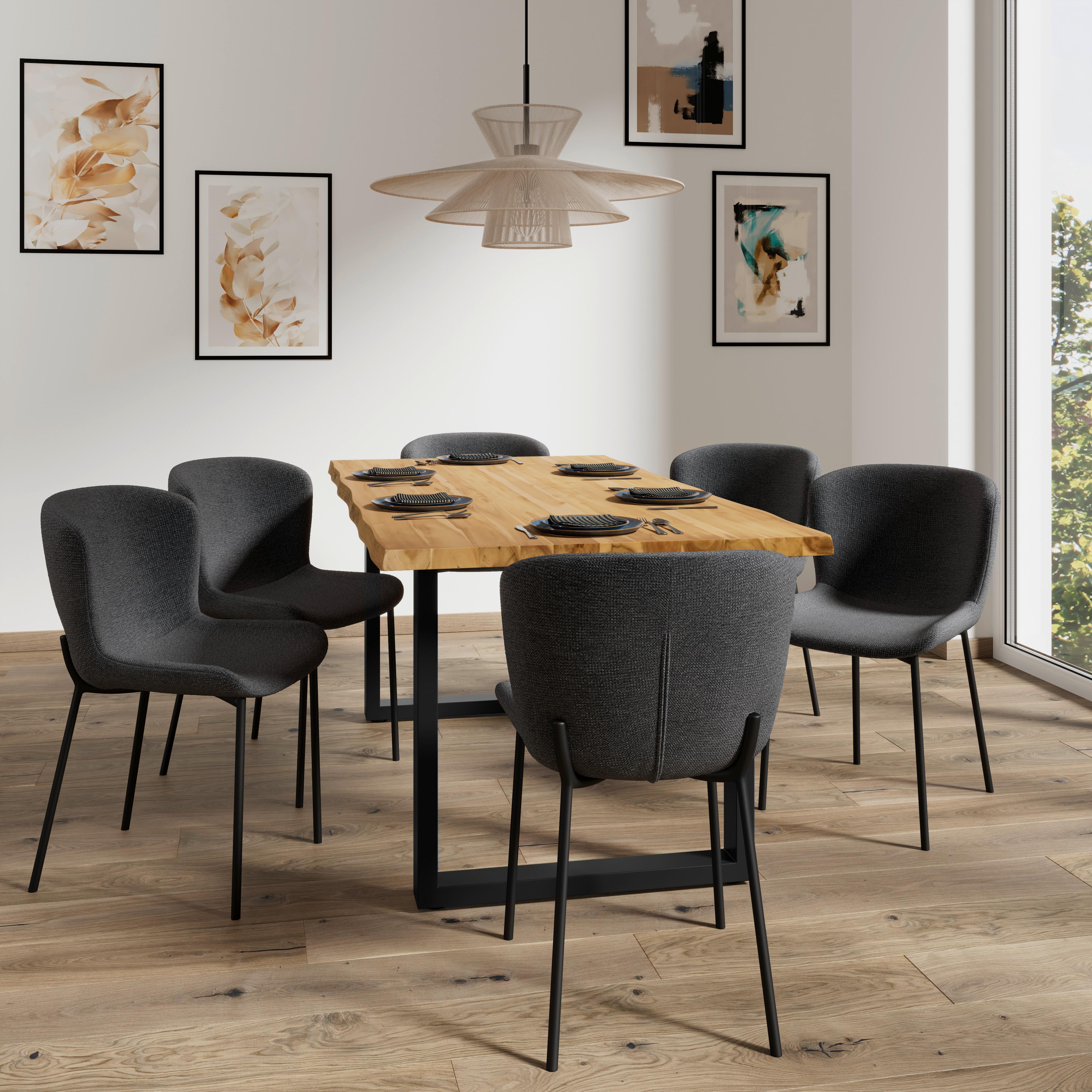 STOL NOEMIE - mörkgrå/svart, Modern, metall/trä (49/81/54cm) - Bessagi Home