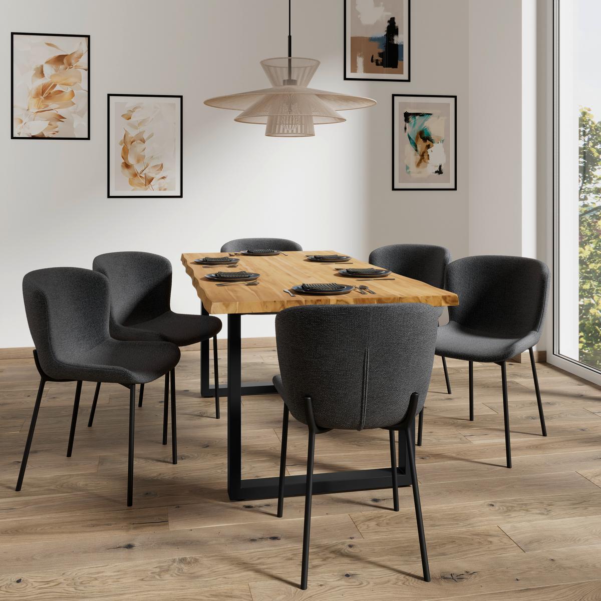 Stuhl Noemie Dunkelgrau Chenille Gepolstert - Dunkelgrau/Schwarz, MODERN, Holz/Textil (49/81/54cm) - Bessagi Home