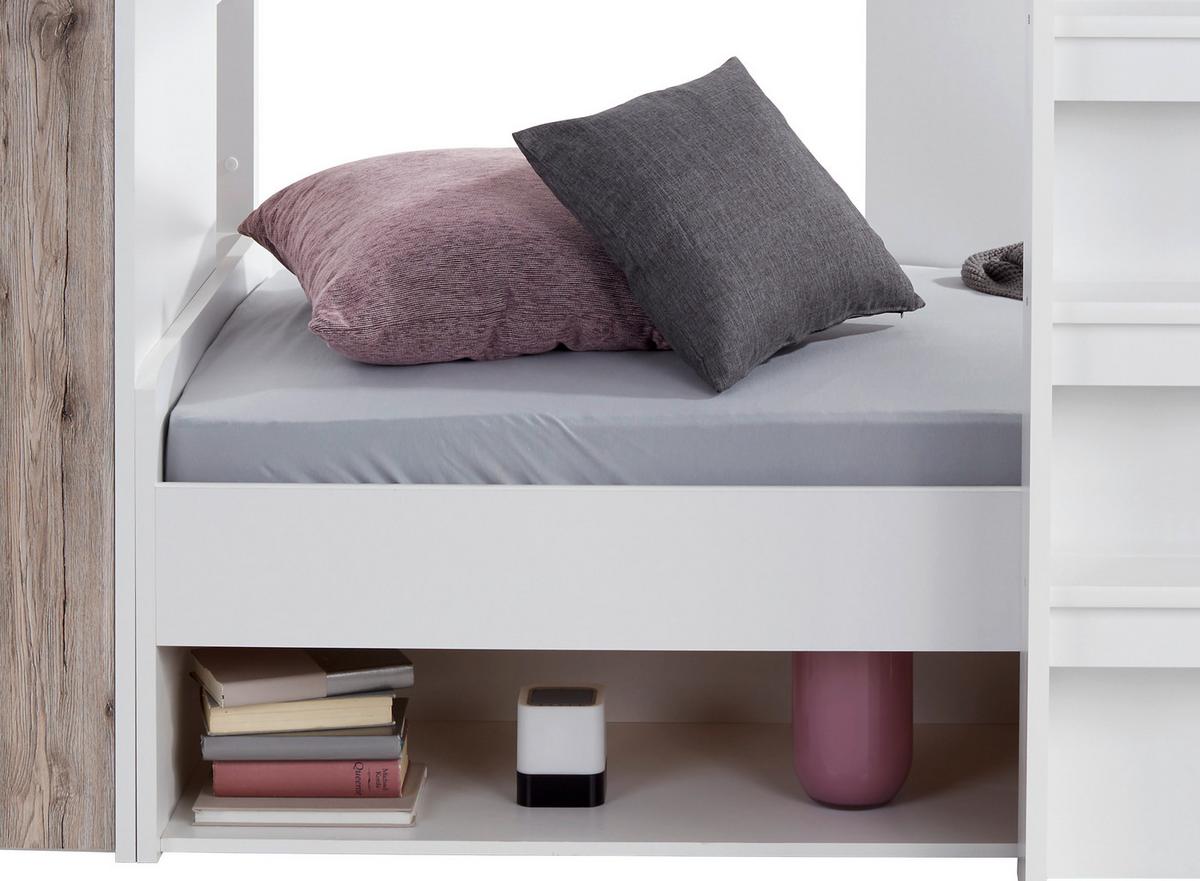 Emeletes Ágy Maxi - tölgyfa színű/fehér, Konventionell, faalapú anyag (90/200cm) - MID.YOU