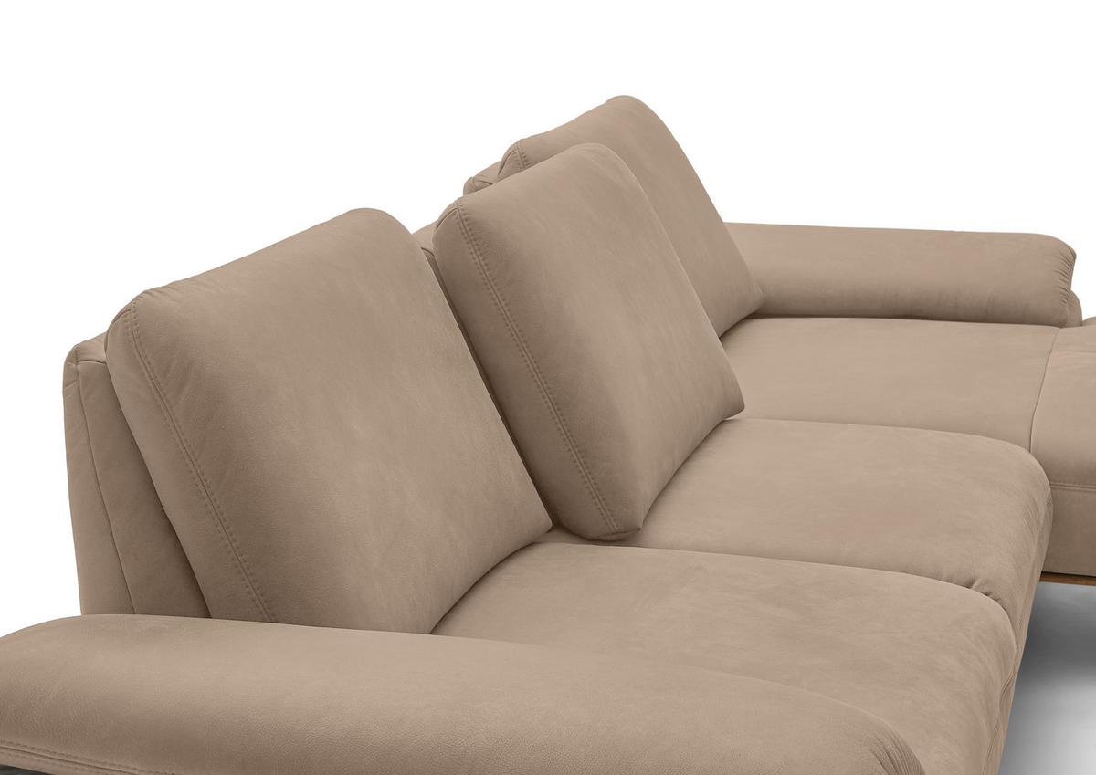 Wohnlandschaft Erling Taupe - Taupe/Beige, MODERN, Leder/Metall (322/89/187cm) - Premium Living