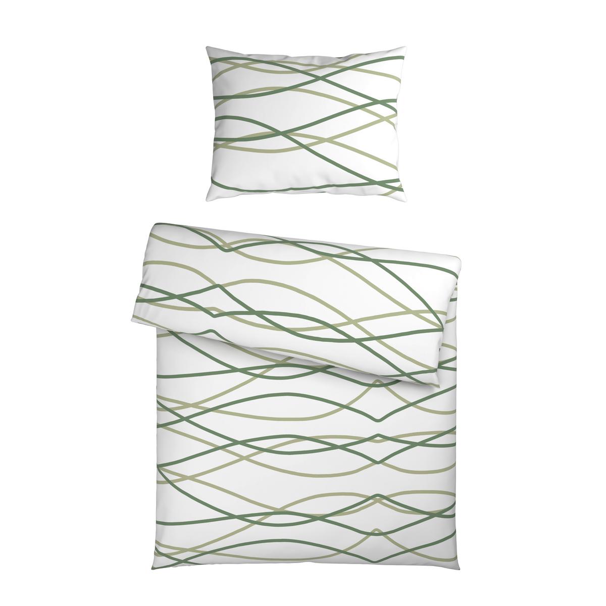 Lenjerie de pat Welle, cca. 140x200/50x70 cm - verde deschis/alb, Modern, textil (140/200cm) - Mömax