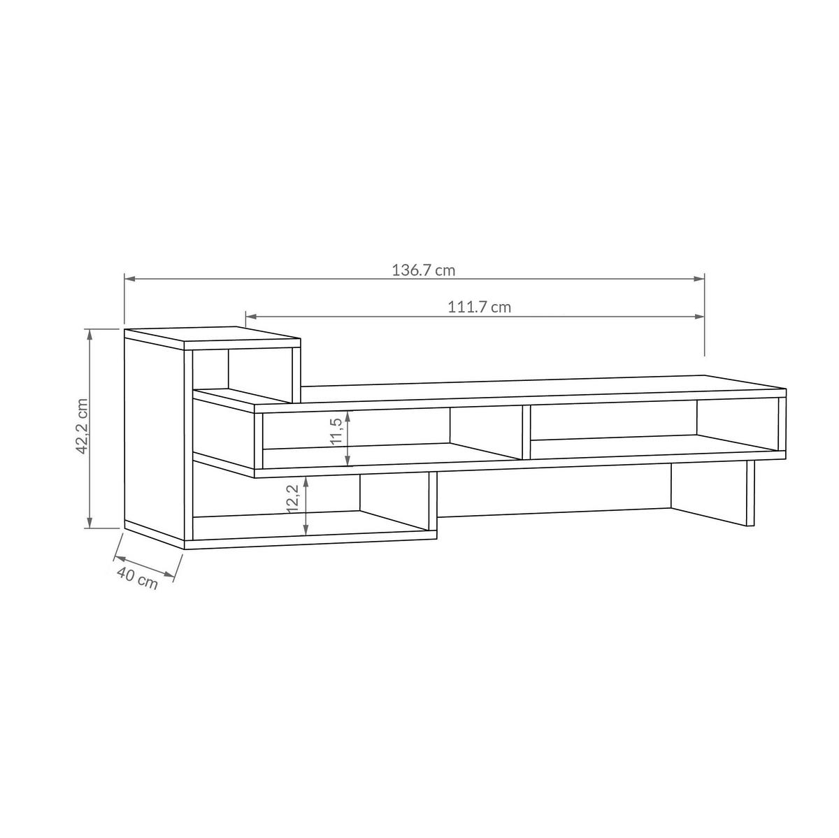 PHONOTISCH TETRA TV STAND - Dunkelgrau, Design, Holzwerkstoff (42/136.5/40cm) - Livetastic