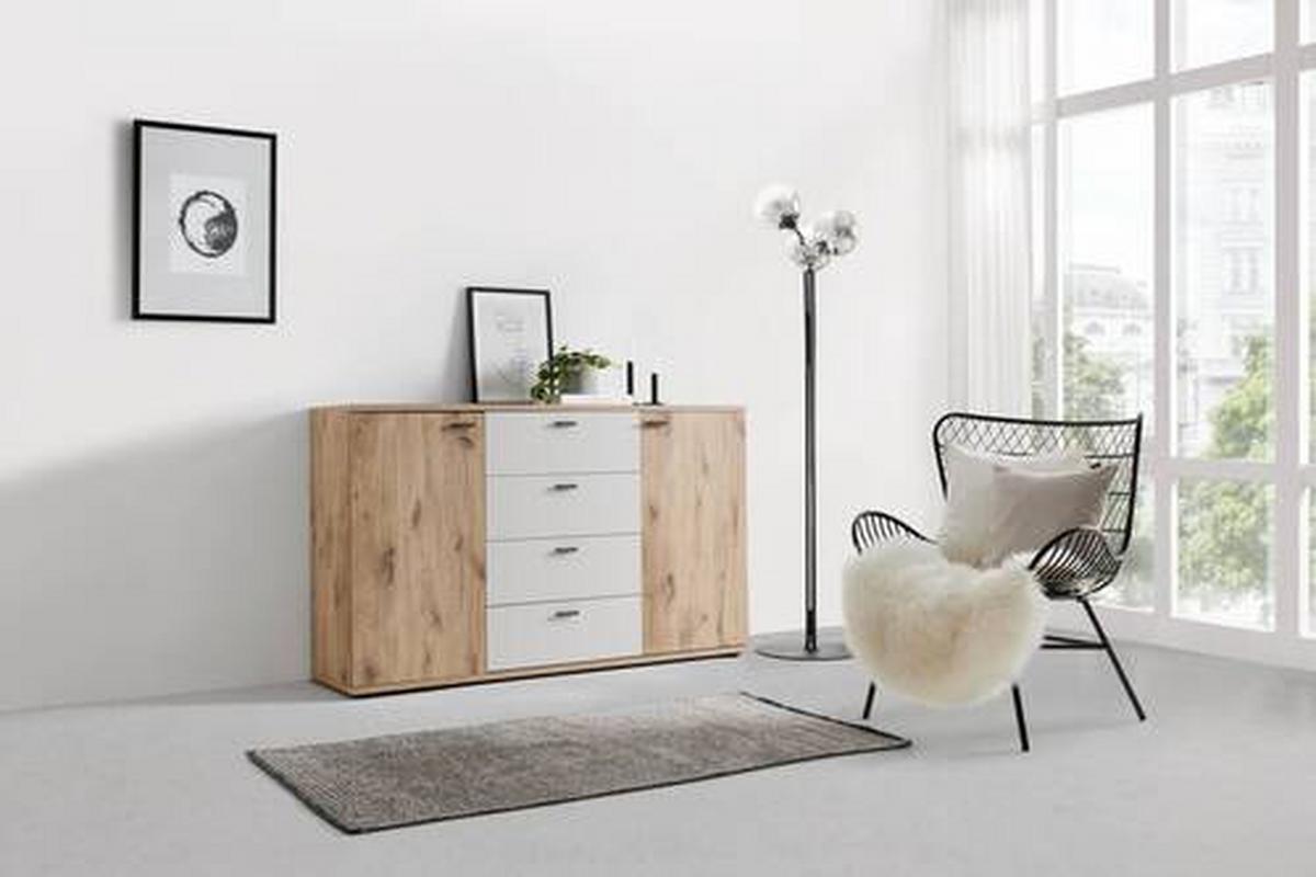 Kommode Ravenna in Eichefarben/Hellgrau - Eichefarben/Hellgrau, Konventionell, Holzwerkstoff/Kunststoff (150/90/38cm) - Premium Living