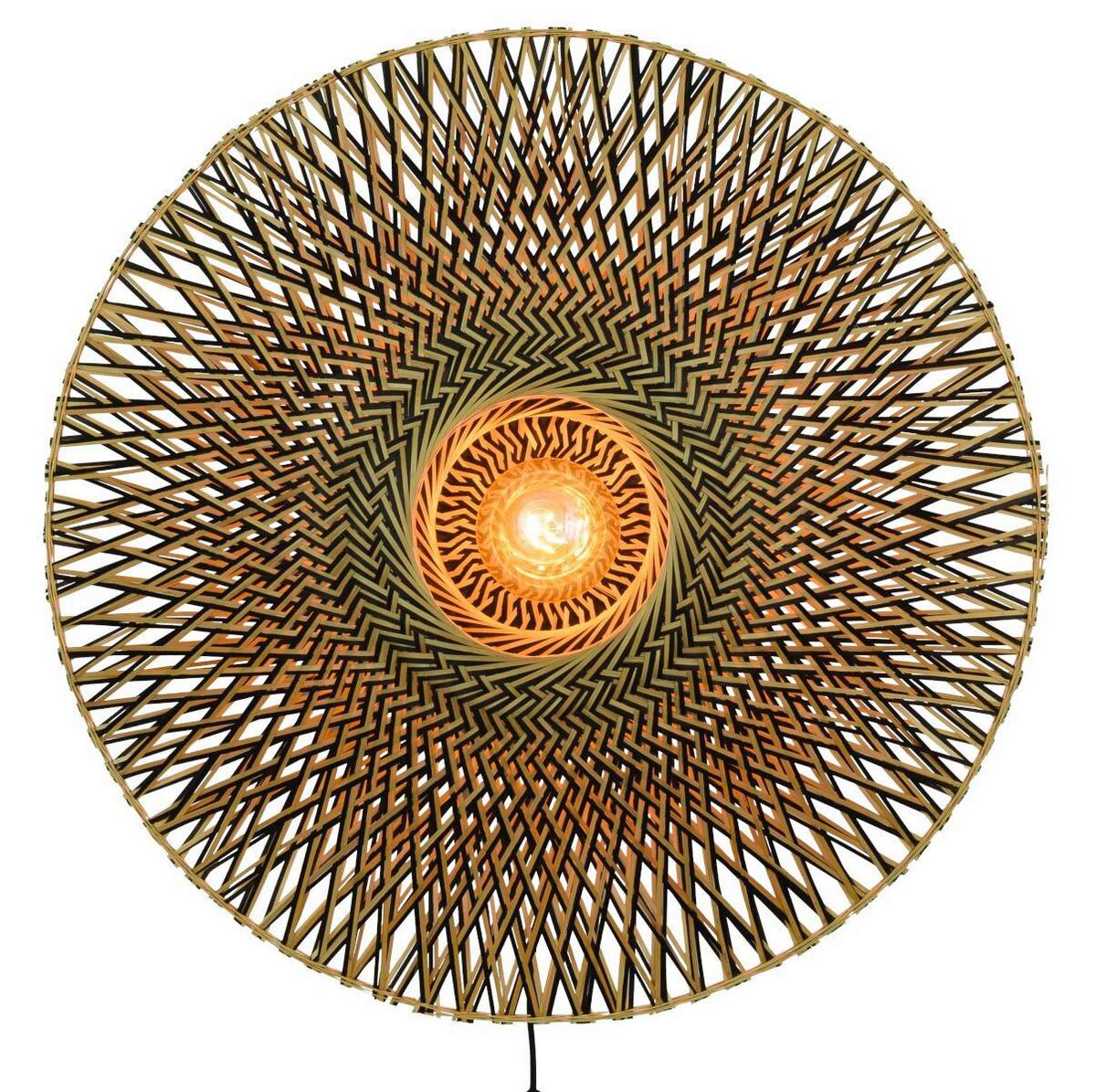 Wandleuchte Bali in Schwarz/Braun max. 40 Watt - Hellbraun/Schwarz, Natur, Naturmaterialien/Metall (87/20cm) - Good & Mojo