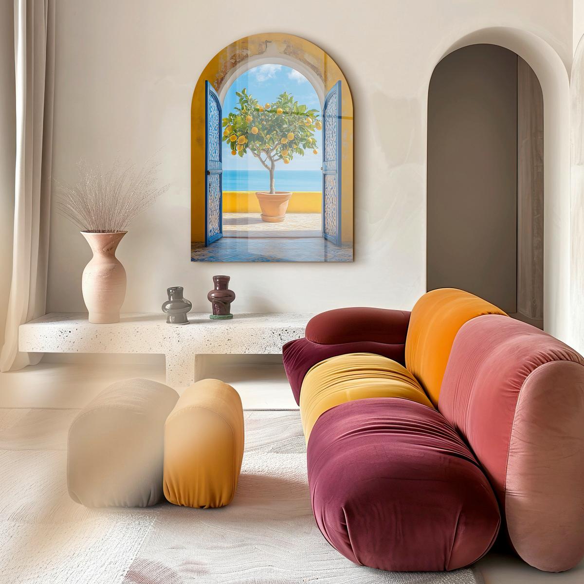 Glasbild Multicolor ca. 70x100cm - Multicolor, Basics, Glas/Papier (70/100/0,79cm)