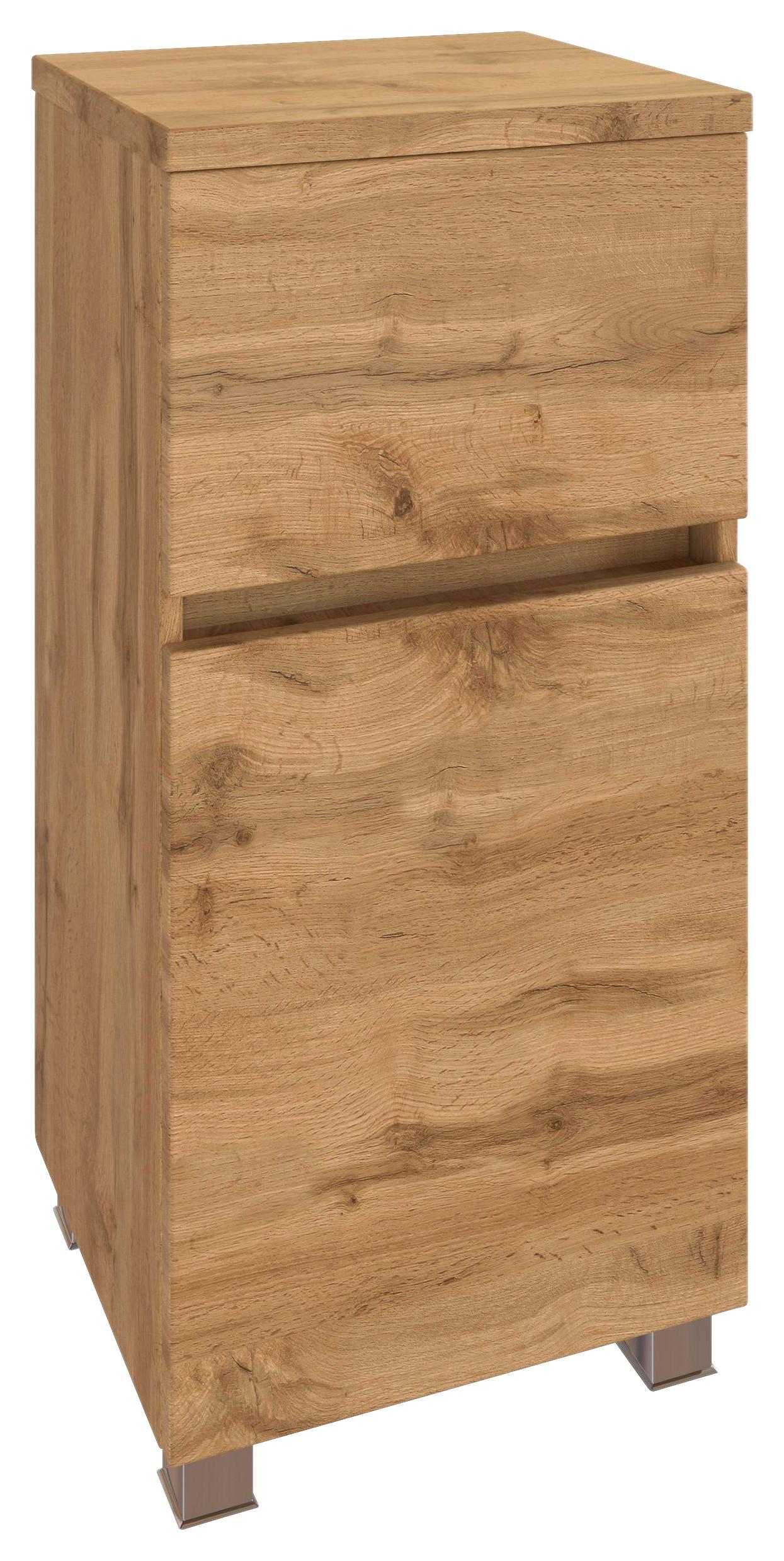 Unterschrank Pienza Eiche Wotan - Eiche Wotan/Silberfarben, MODERN, Holzwerkstoff/Kunststoff (40/81,5/35cm) - Held