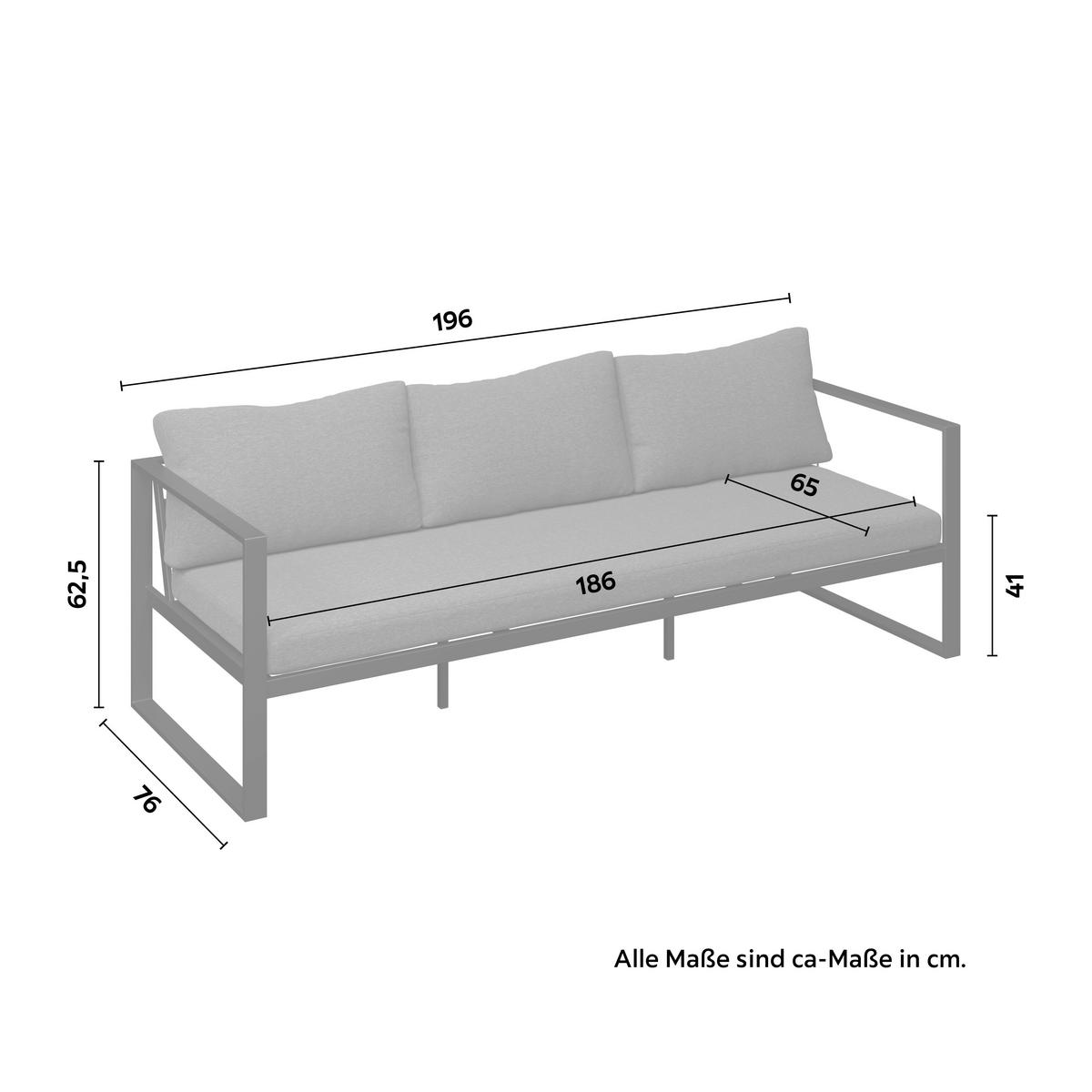 Loungegarnitur Aurelia Anthrazit, 4-teilig - Anthrazit, Modern, Glas/Textil (198/63/76cm) - Mömax