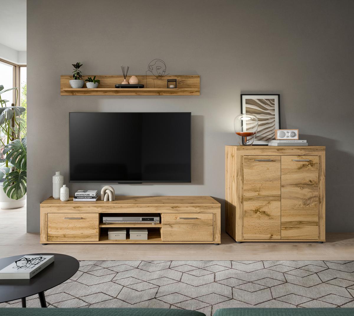 ANSAMBLU MOBILIER CAMERA DE Z JAM - stejar Wotan, Design, material pe bază de lemn (255/159/35cm) - Modern Living