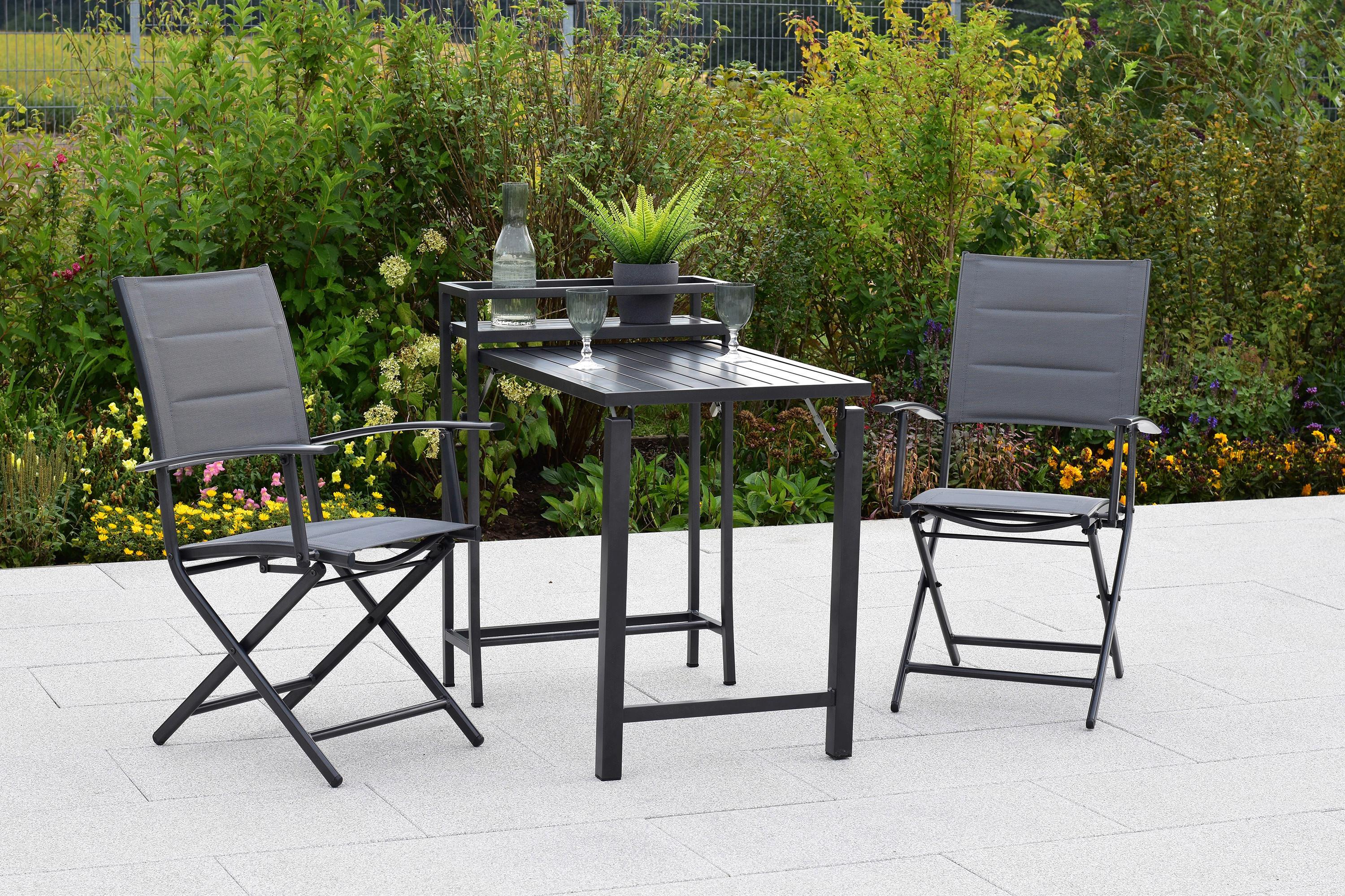 GARTENSET FLORENZ - Graphitfarben/Grau, MODERN, Textil/Metall - Gardenson