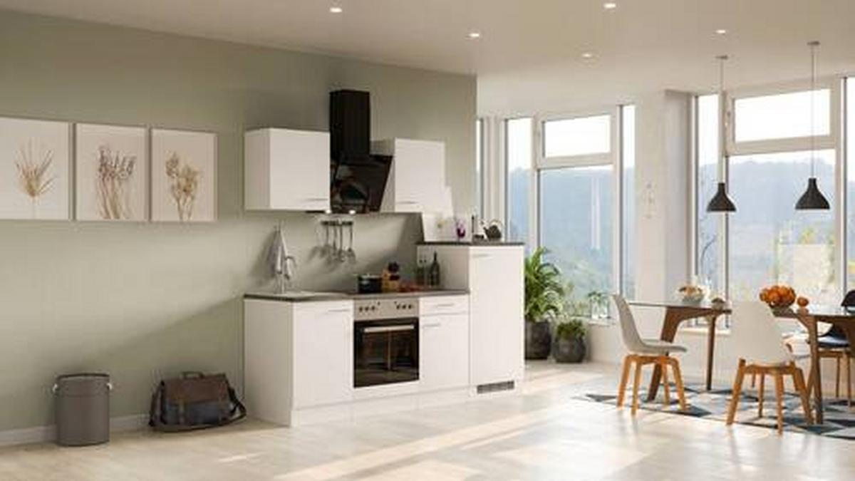 Kuhinjski Blok Z Aparati Lucca, Bela - bela/barve aluminija, Moderno, umetna masa/leseni material (220cm) - FlexWell