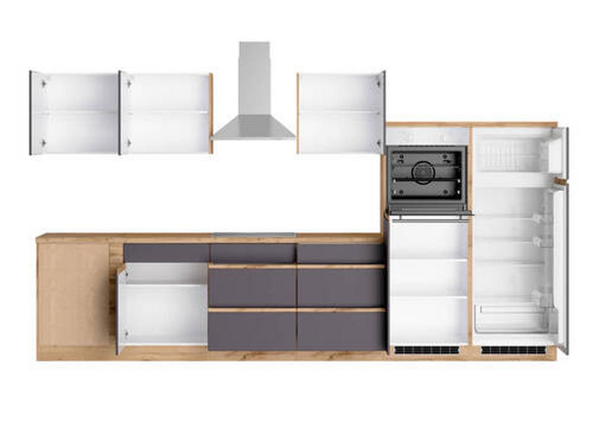 Eckküche Turin mit Geräten ca. 240x360 cm Grau/Eiche - Eiche Wotan/Grau, Design, Holzwerkstoff (240/360cm) - Held