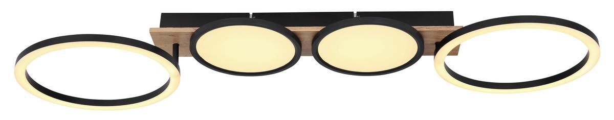 LED-Deckenleuchte Bossy max. 38 Watt - Dunkelbraun/Opal, Design, Holzwerkstoff/Kunststoff (108,5/30/11cm) - Globo