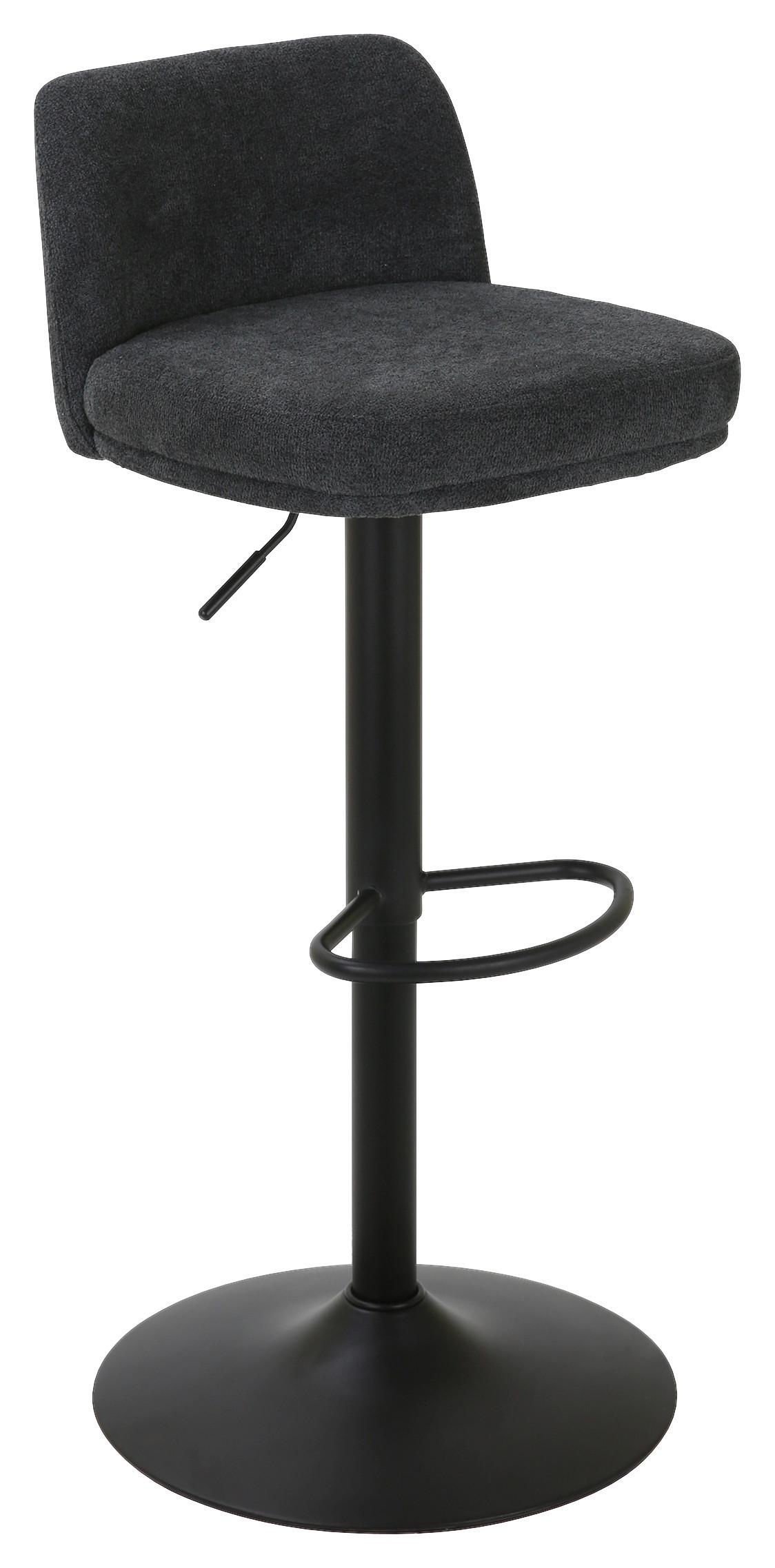 Barhocker Anton Schwarz - Schwarz, MODERN, Textil/Metall (45/82-103/50cm) - Mömax