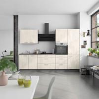 Küchenblock Riva High m. Geräten Weiß - Schieferfarben/Edelstahlfarben, MODERN, Holzwerkstoff/Metall (300cm) - Nobilia