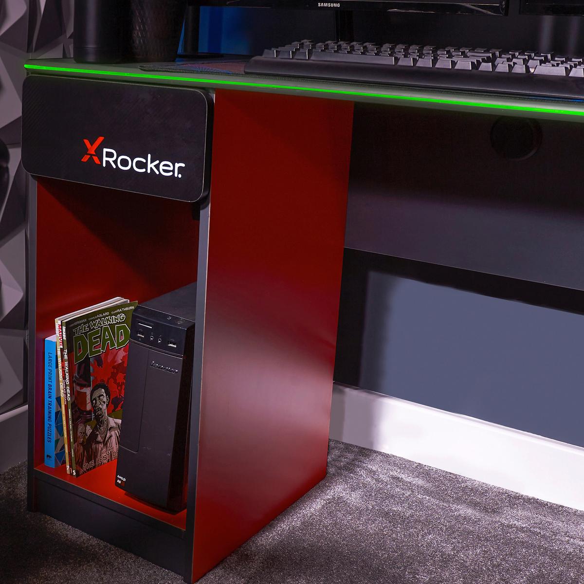 Gamingtisch Carbon-Tek ca. 123,5x53,3x75,5cm Schwarz/Rot - Rot/Schwarz, MODERN, Holzwerkstoff (123,5/53,3/75,5cm) - X Rocker