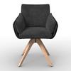 STOL MED ARMSTÖD ALJA - mörkgrå/bokfärgad, Modern, metall/trä (66/89/62cm) - Bessagi Home