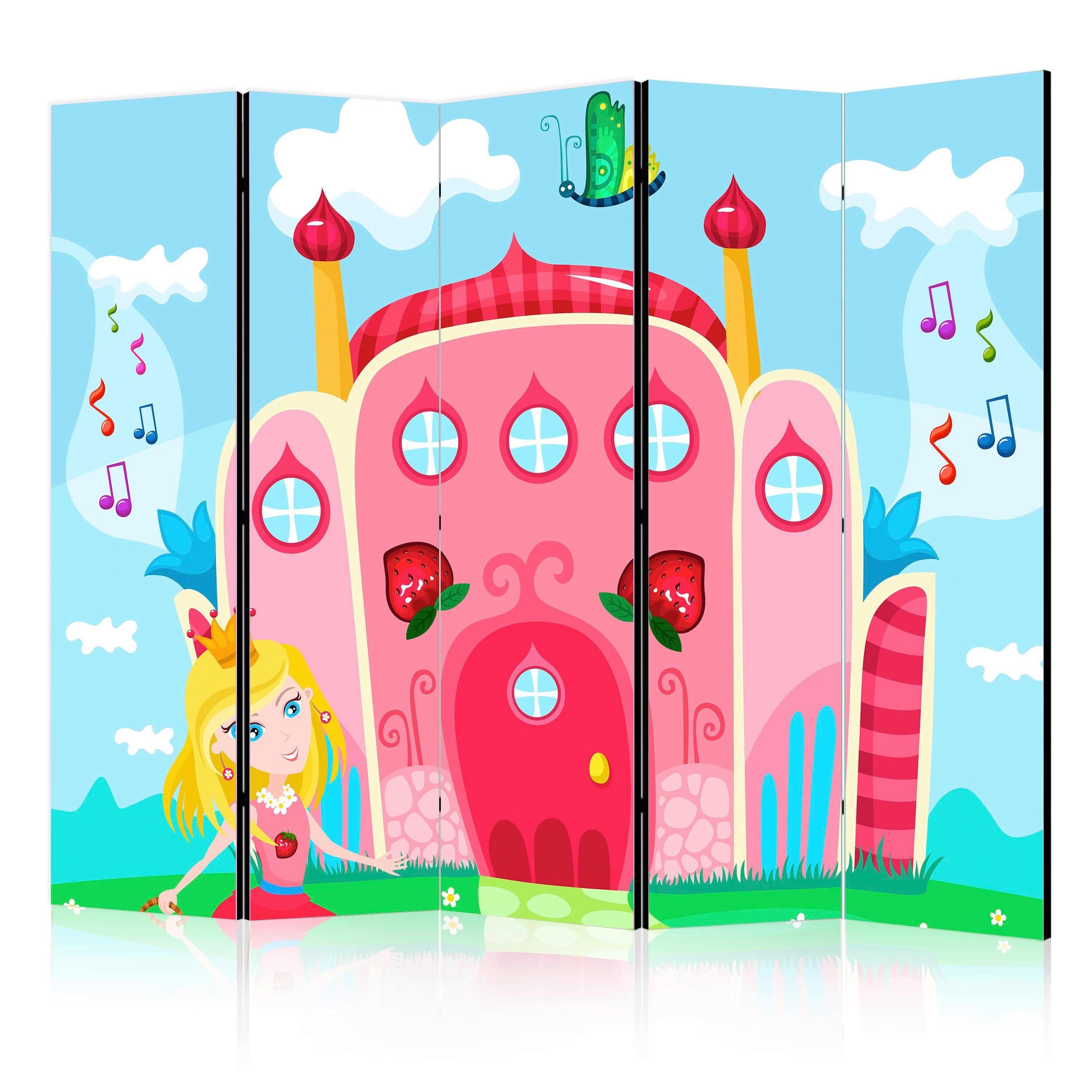 Paravan Castle I, 5-Delni, Dvostranski - večbarvno, Basics, tekstil/les (225/172/3cm) - artgeist