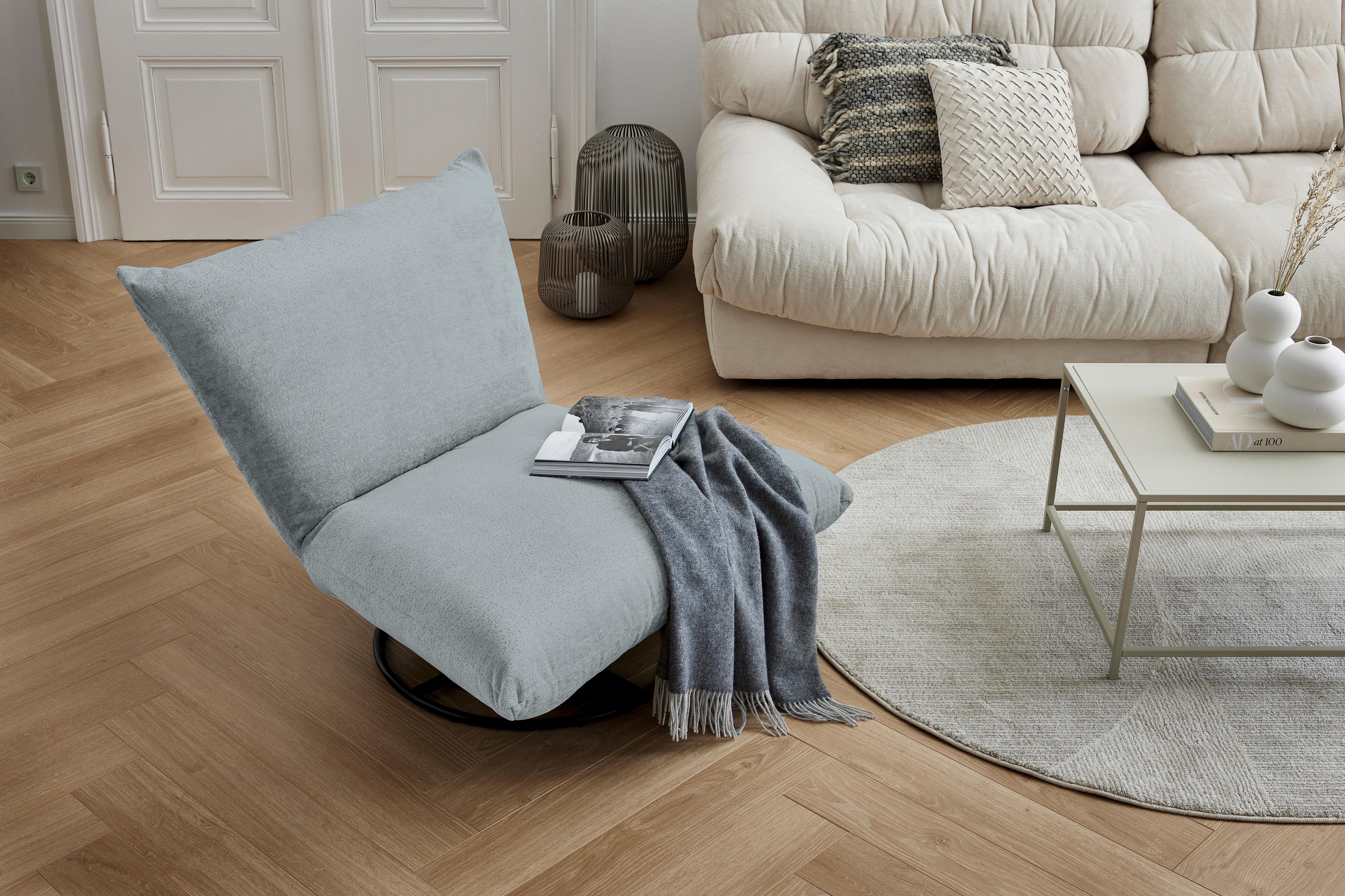 Relaxsessel Cremona Hellblau - Schwarz/Hellblau, Design, Textil/Metall (100/78/96cm) - Livetastic