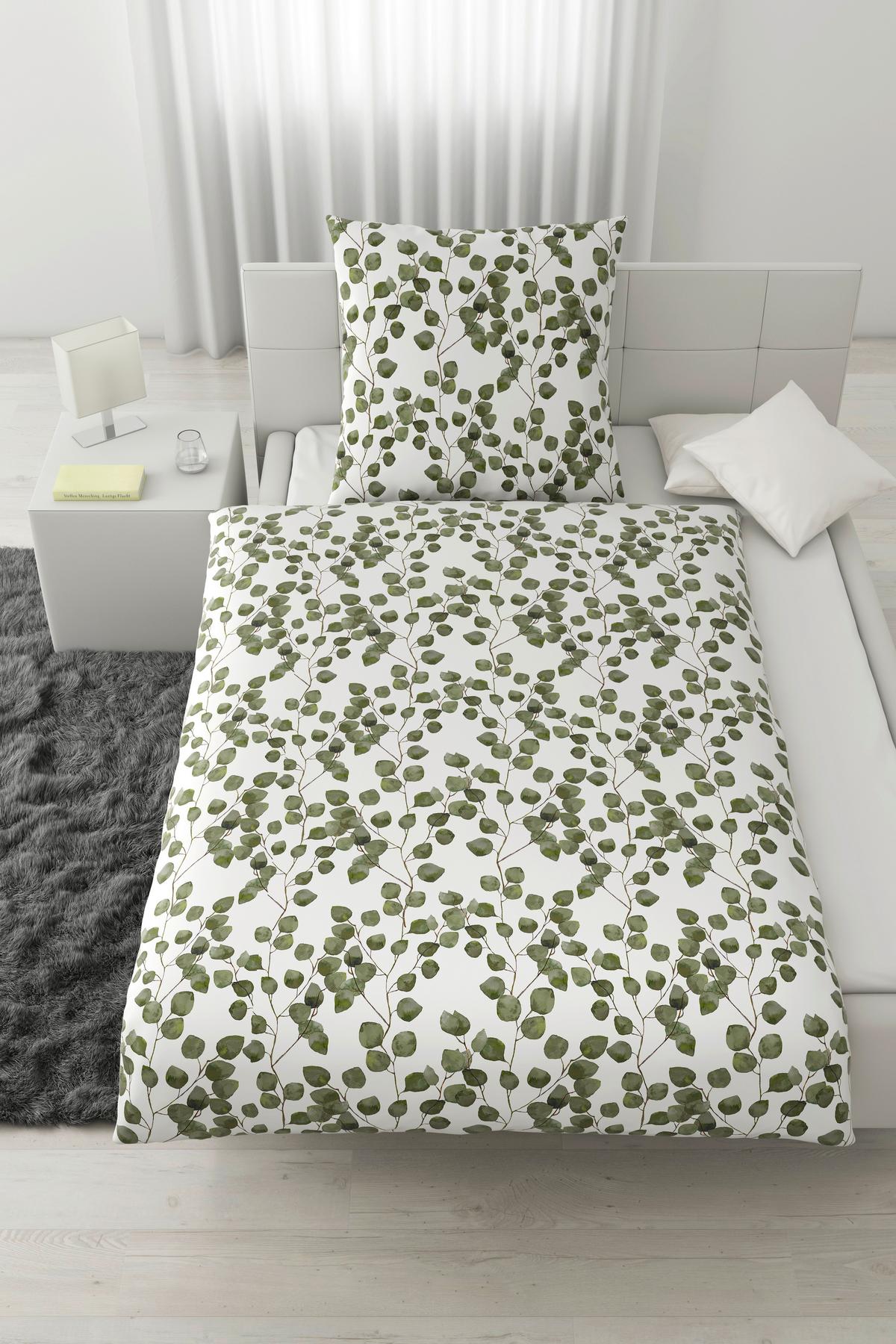 Bettwäsche Bio-Sophia Design Grün/Weiß ca. 135x200cm - Weiß/Grün, Natur, Textil (135/200cm) - ecoTree
