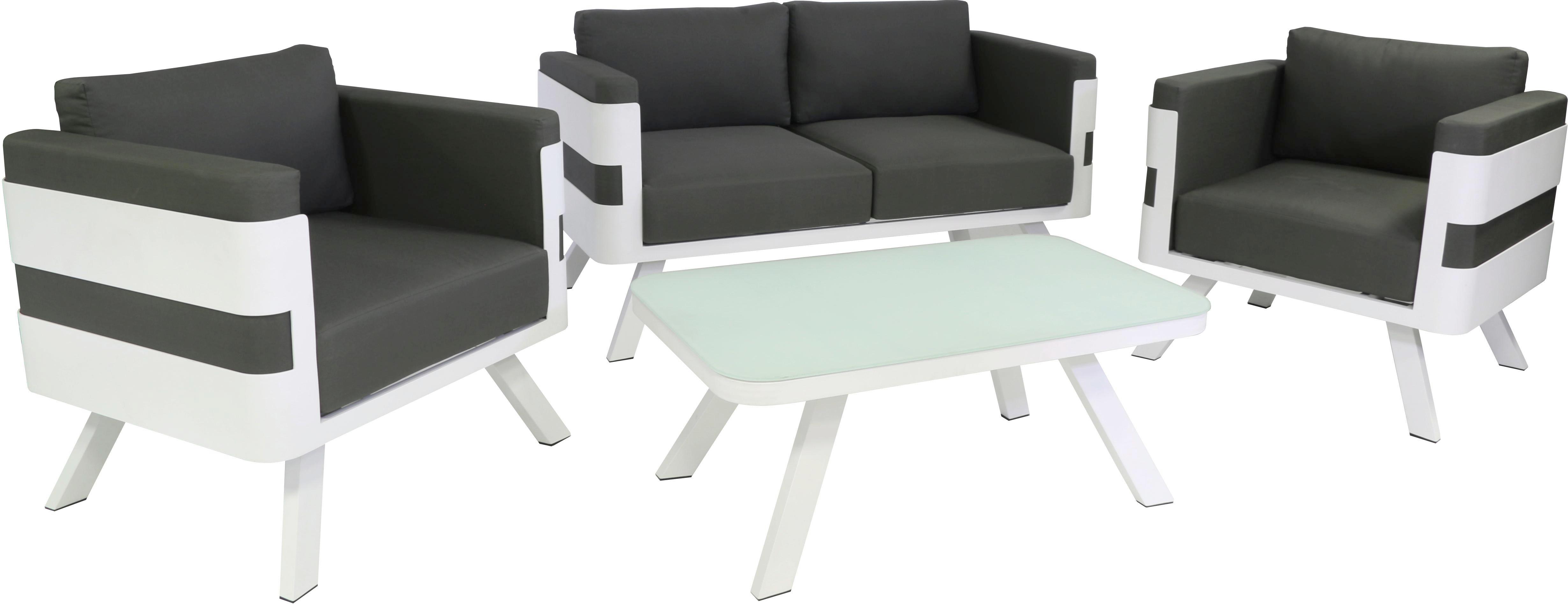 LOUNGEGARNITUR ST.TROPEZ - Anthrazit/Weiß, Design, Glas/Textil - Ambia Garden
