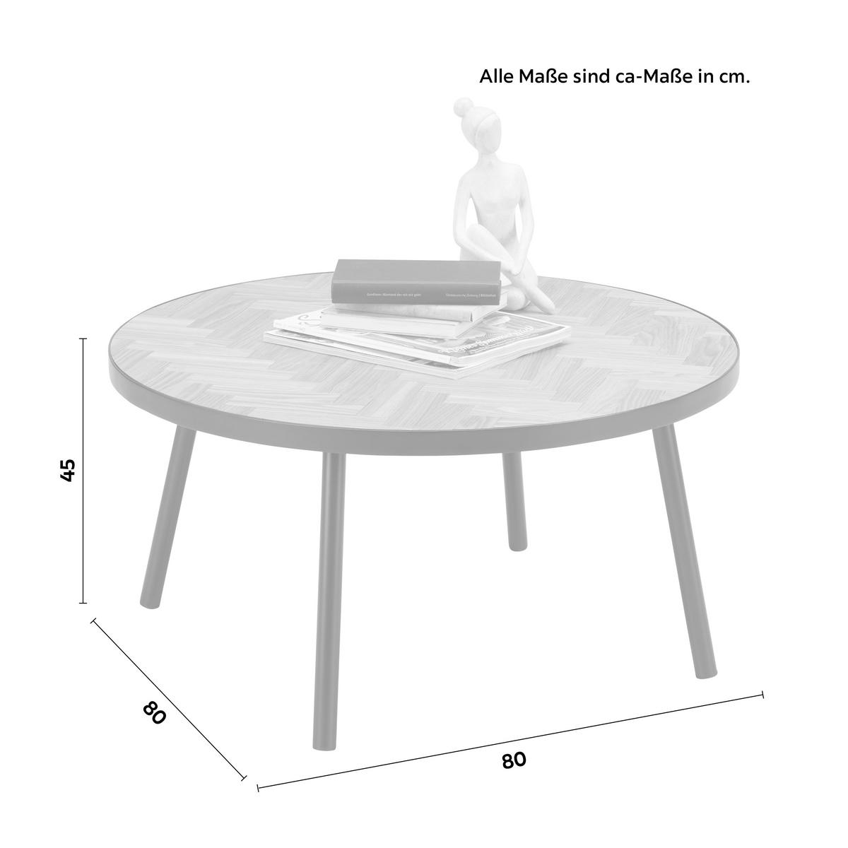 Couchtisch in Naturfarben/Schwarz Ø ca. 80cm - Schwarz/Naturfarben, Lifestyle, Holzwerkstoff/Metall (80/40cm) - Zandiara