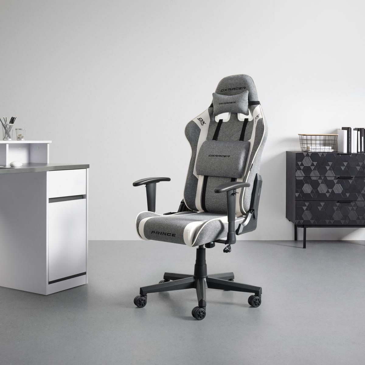 Gamingstuhl In Grau/schwarz/weiss - Weiss/Schwarz, Modern, Kunststoff/Textil (70/126/70cm) - Dxracer