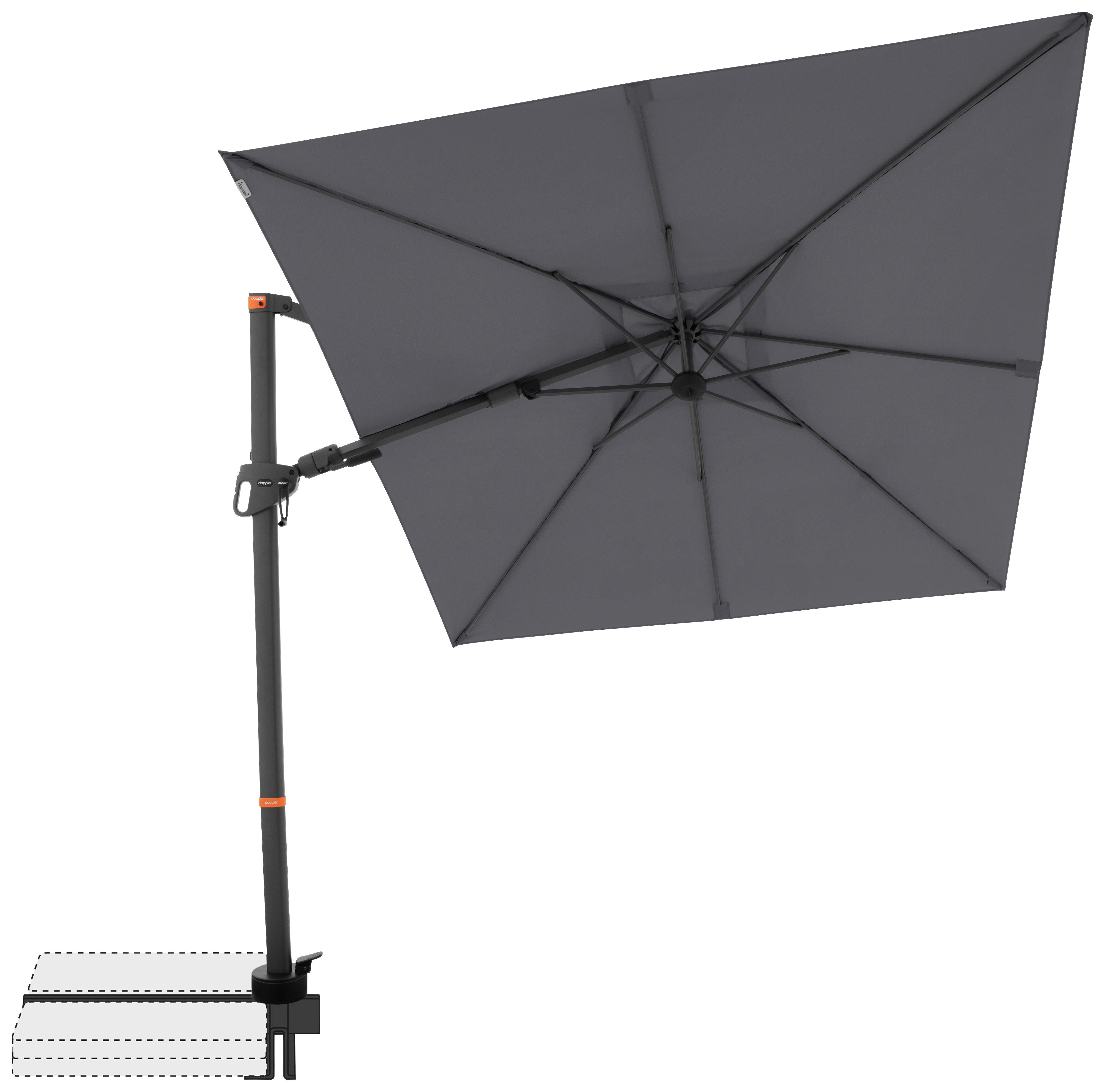 Ampelschirm Myzone Anthrazit ca. 210x210cm - Anthrazit, Basics, Textil/Metall (210/210cm) - Doppler