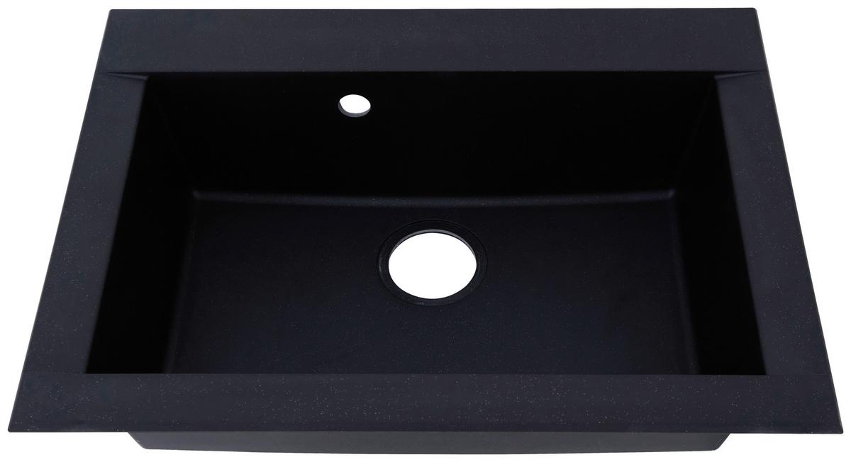 Einbauspüle Ohio ca. 66x21x50 cm Schwarz - Schwarz, Trend, Glas/Kunststoff (66/21/50cm) - Respekta