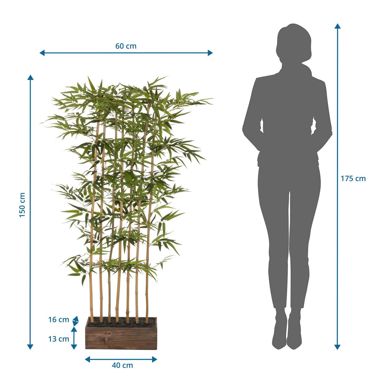 Umetna Rastlina Bambus I - zelena/temno rjava, Basics, umetna masa/leseni material (60/150/30cm) - MID.YOU
